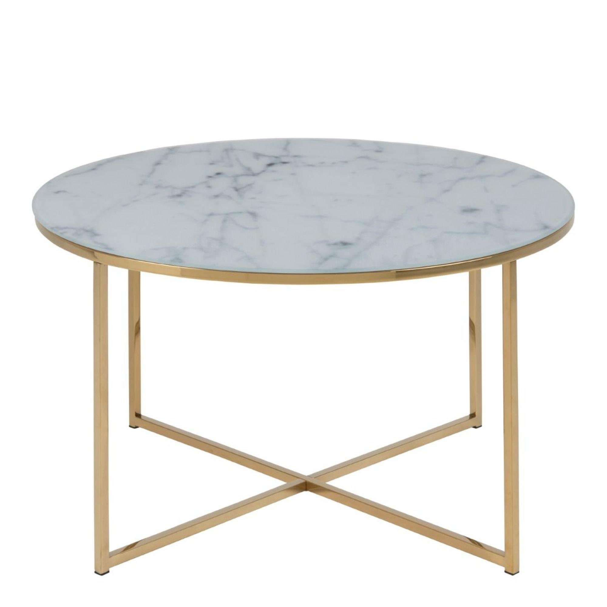 Alisma White Marble Effect Round Coffee Table with Gold Legs