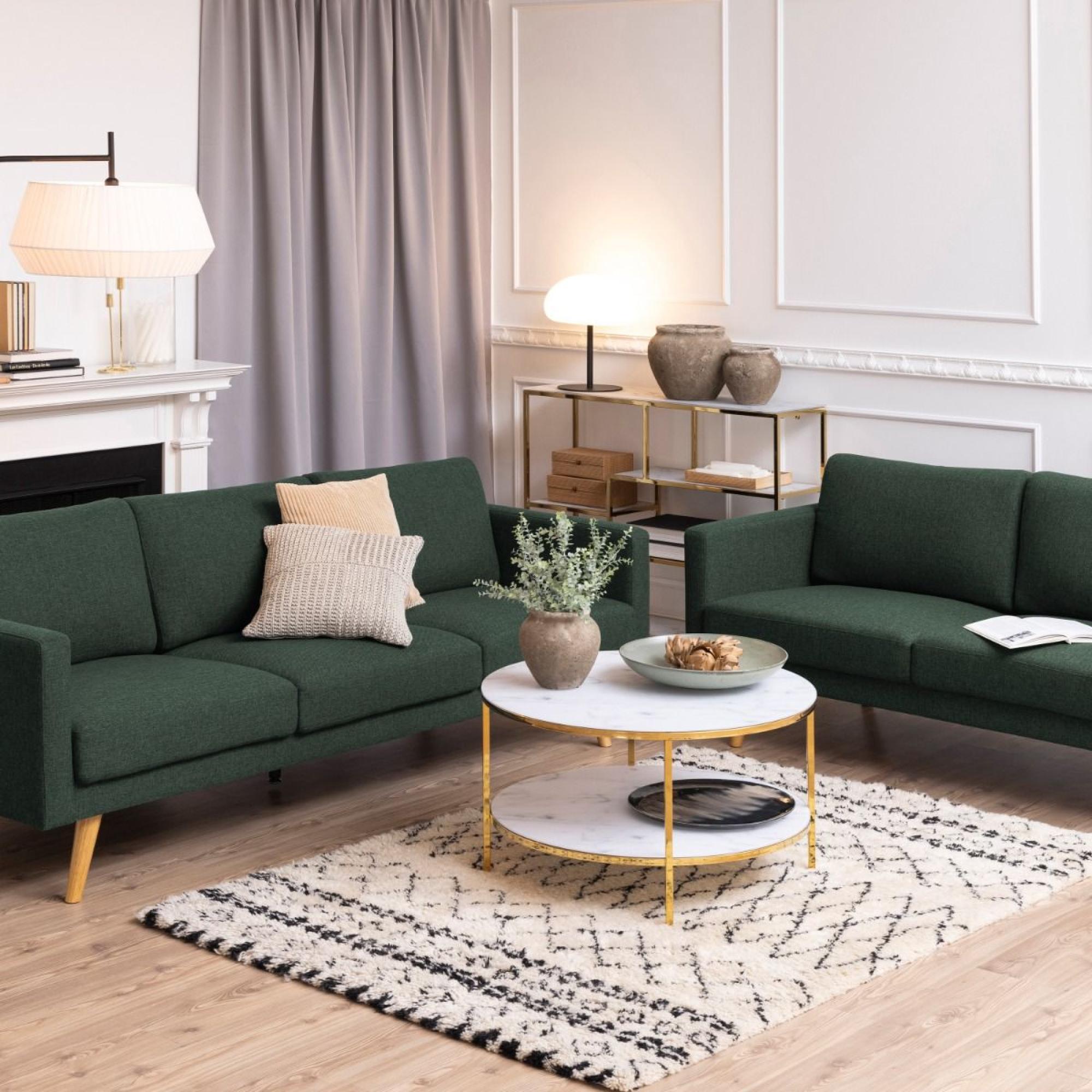 Alisma White Marble Effect Round Coffee Table with Shelf