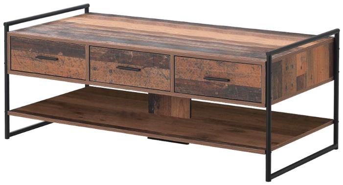 Alpena Rustic Oak 3 Drawer Coffee Table