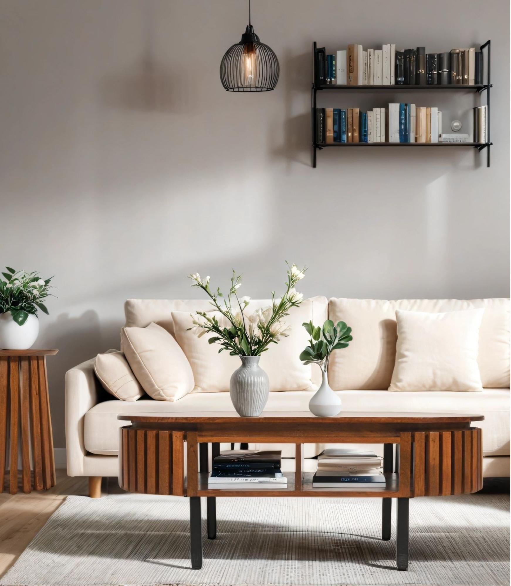 Amber Slatted Mango Wood Oval Coffee Table