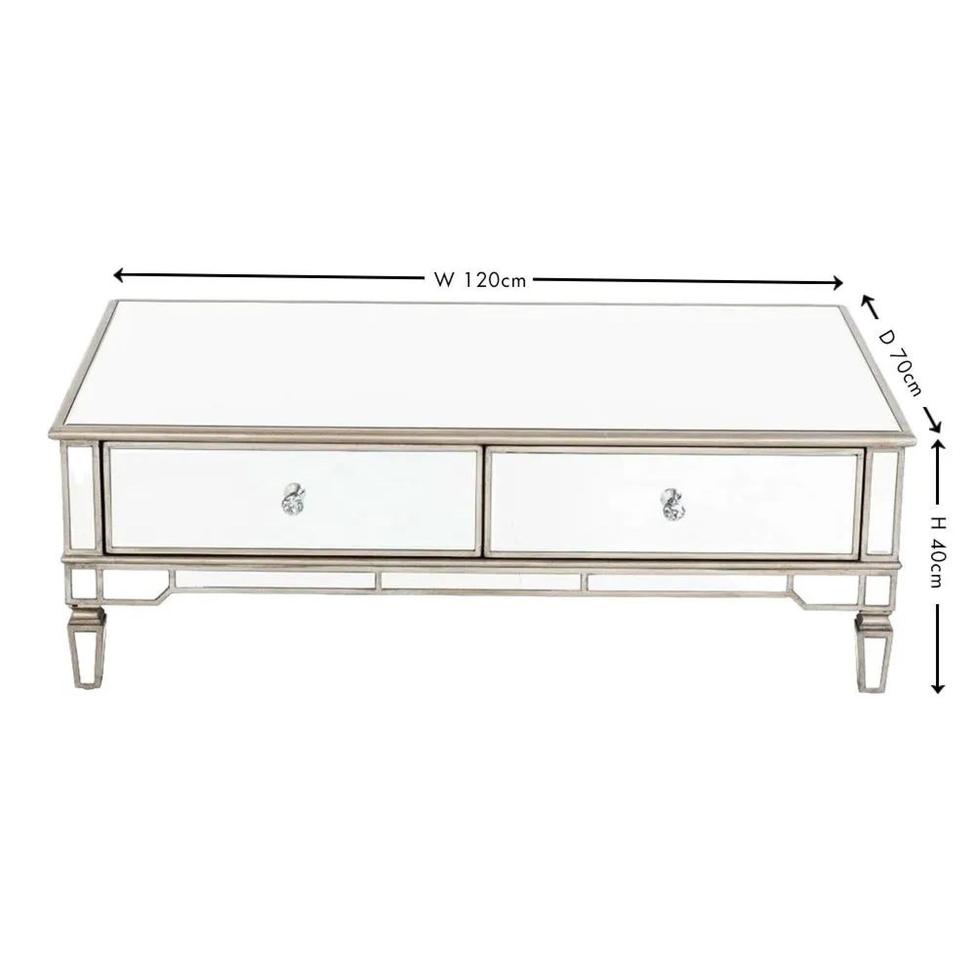 Antoinette Coffee Table - Mirrored - Champagne Trim