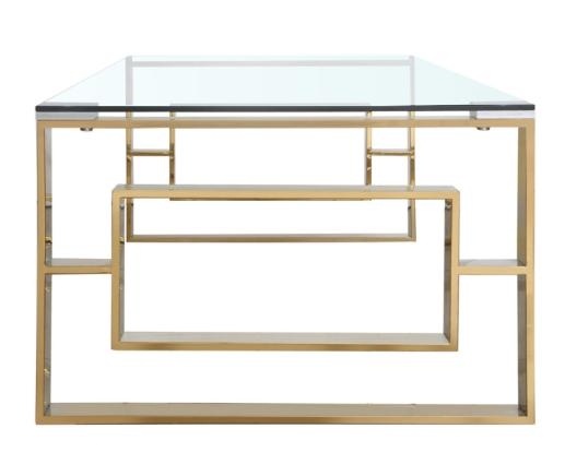 Apex Coffee Table - Clear Glass and Gold