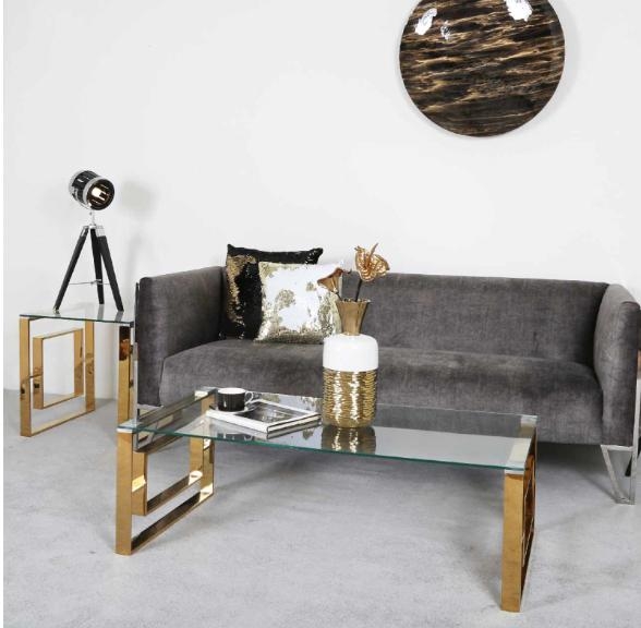 Apex Coffee Table - Clear Glass and Gold