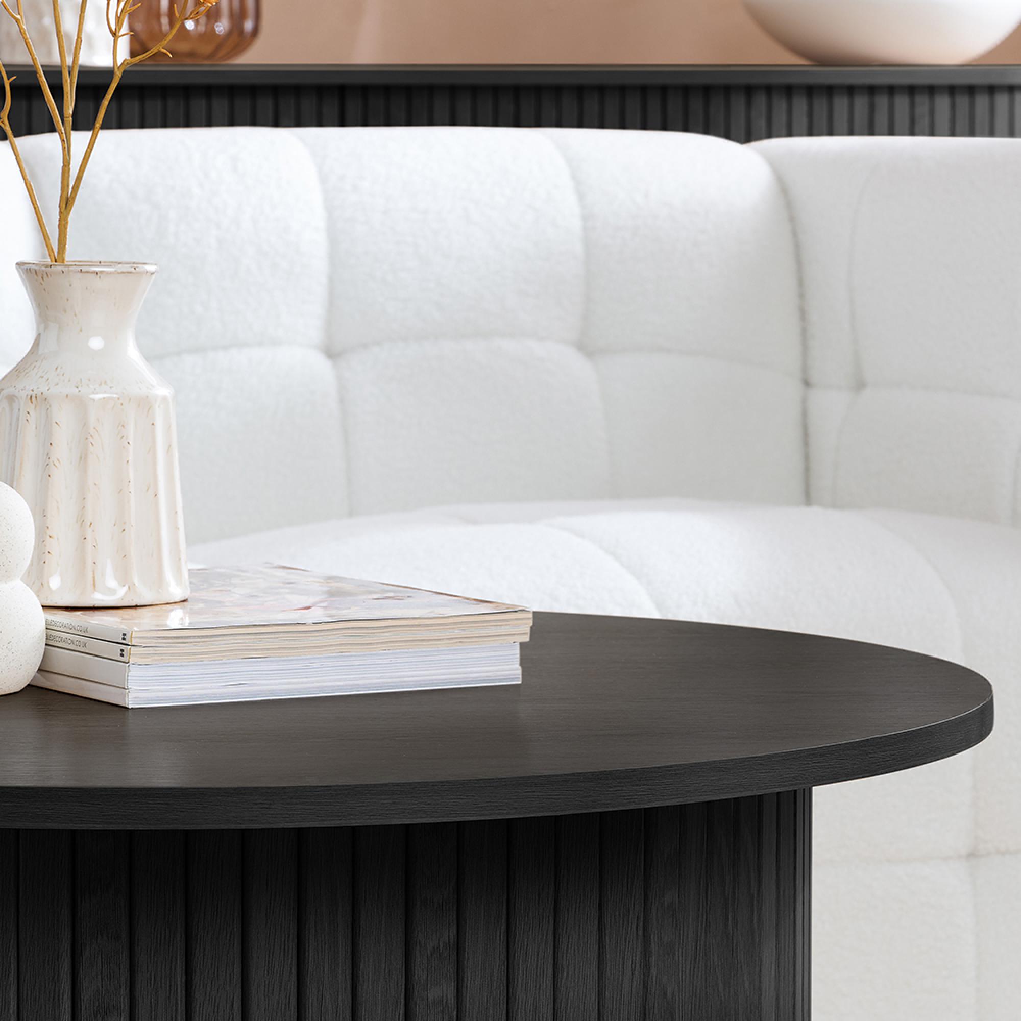 Axel Round Coffee Table - Black Fluted