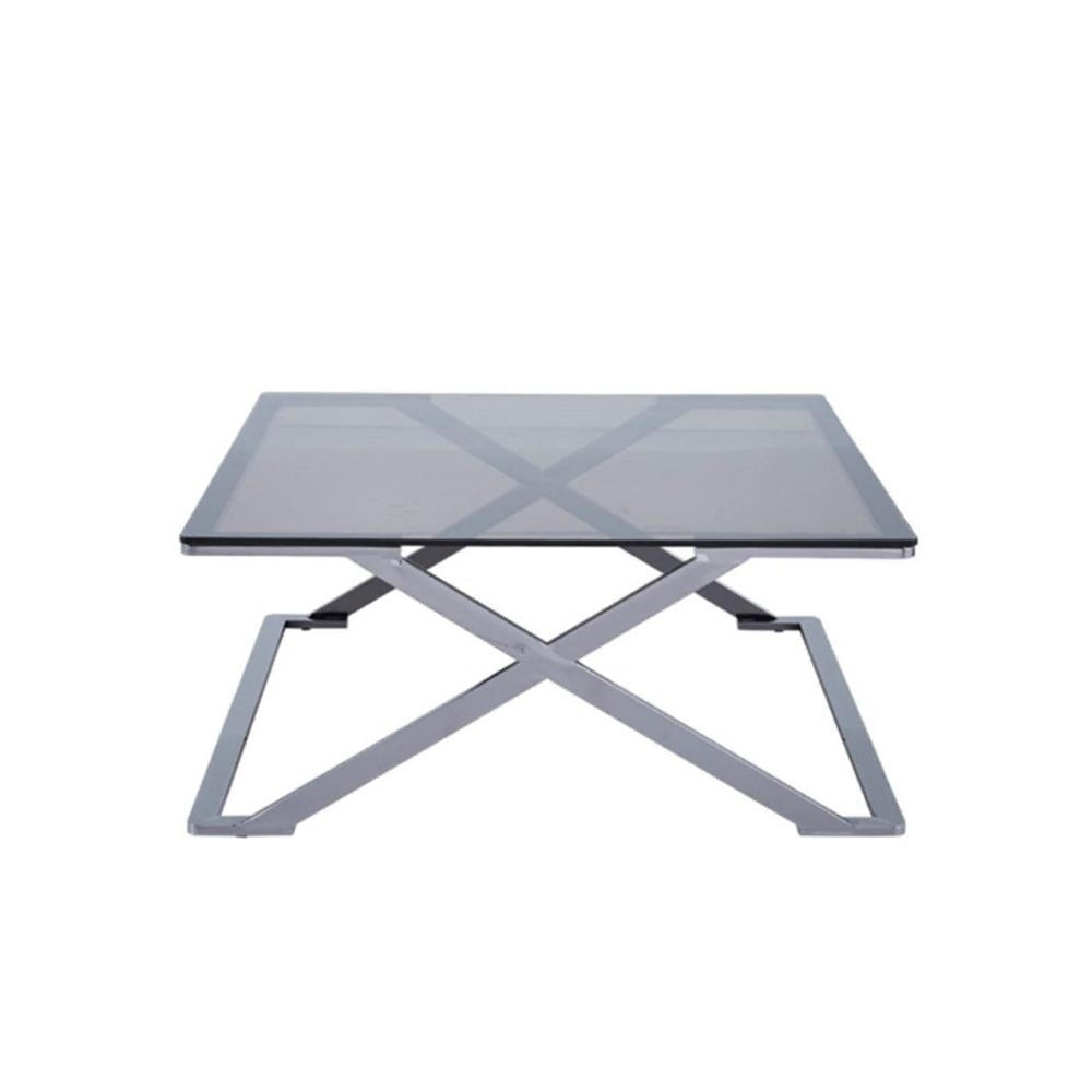 Axel Coffee Table - Square - Grey Smoke Glass and Metal