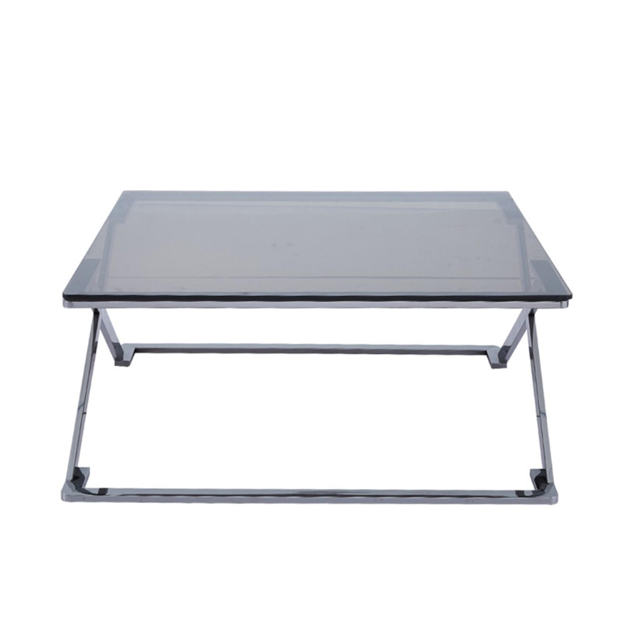 Axel Coffee Table - Square - Grey Smoke Glass and Metal