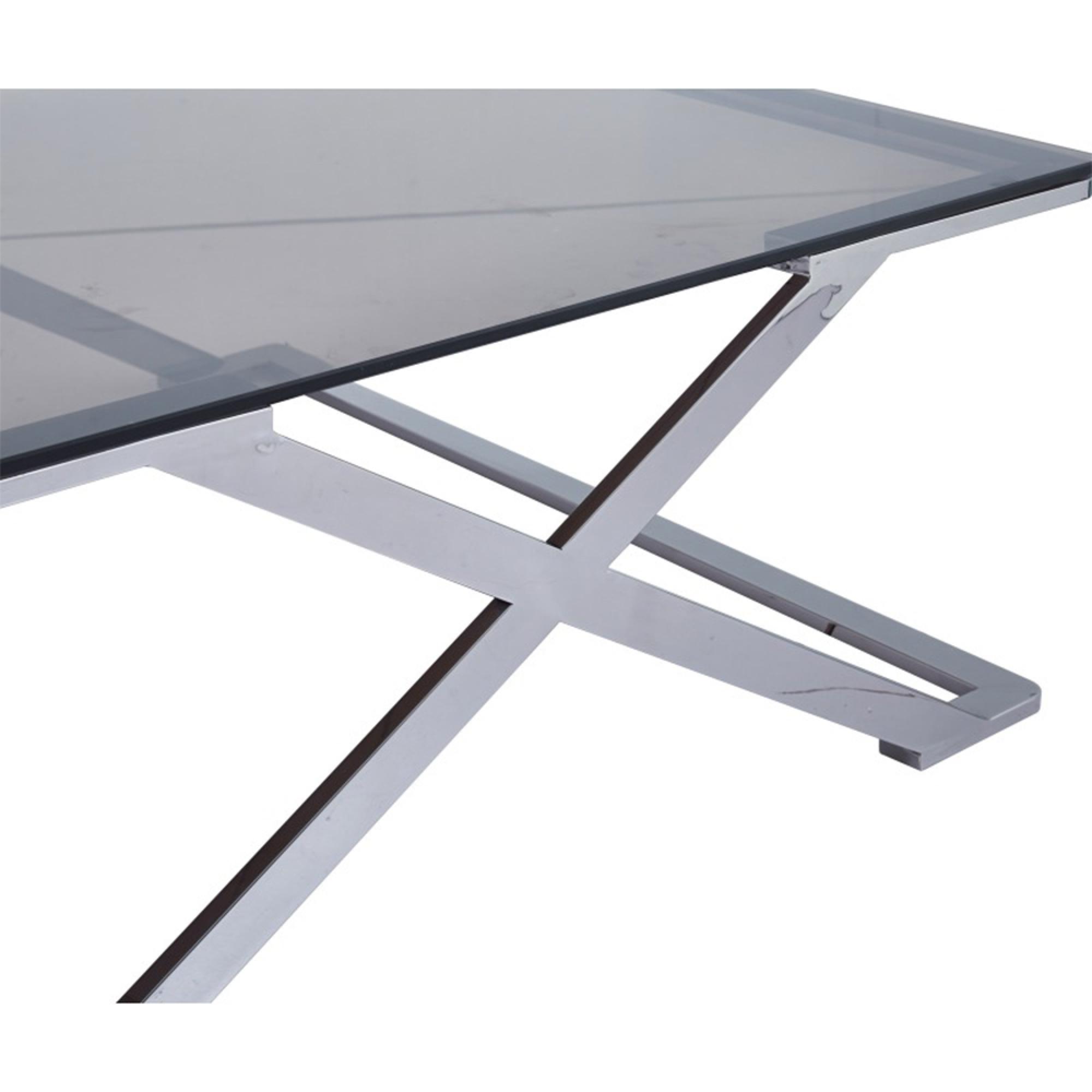 Axel Coffee Table - Square - Grey Smoke Glass and Metal