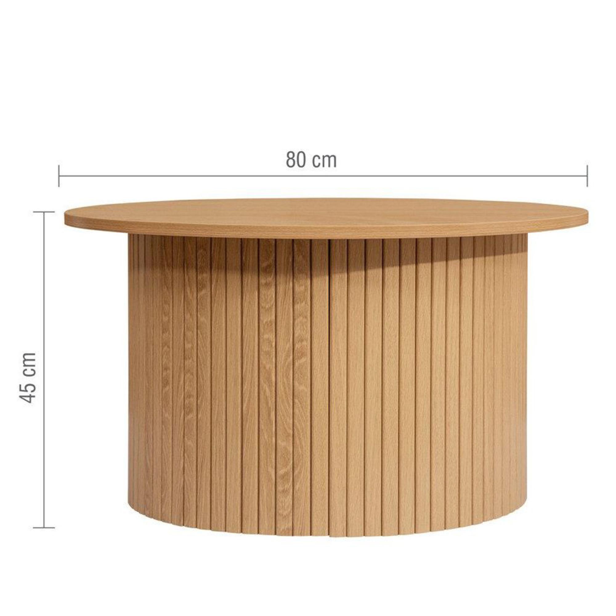 Axel Round Coffee Table - Oak Fluted