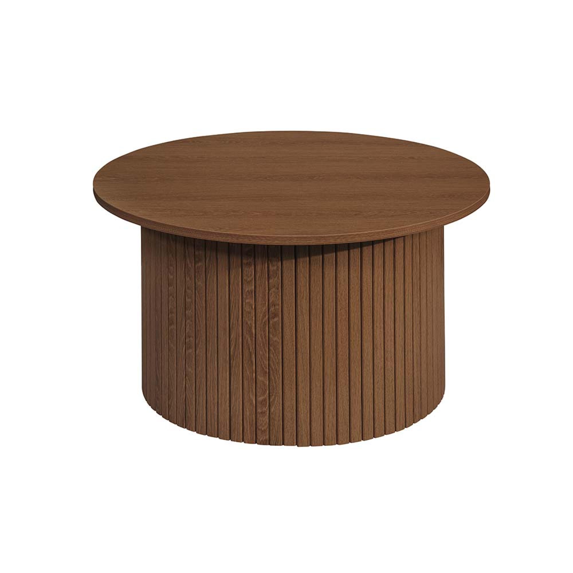 Axel Round Coffee Table - Walnut Fluted