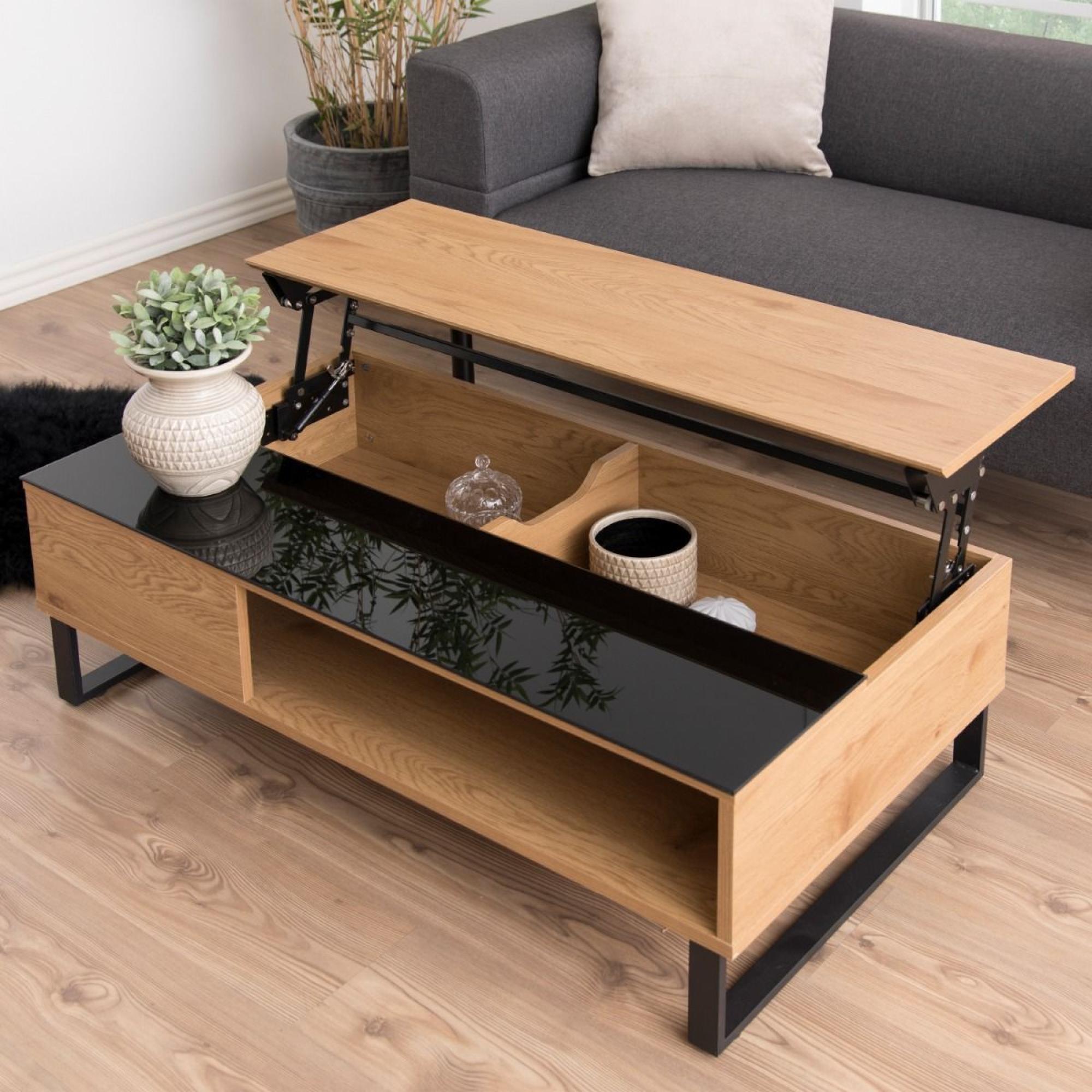 Azalea Black and Oak Lift Up Coffee Table