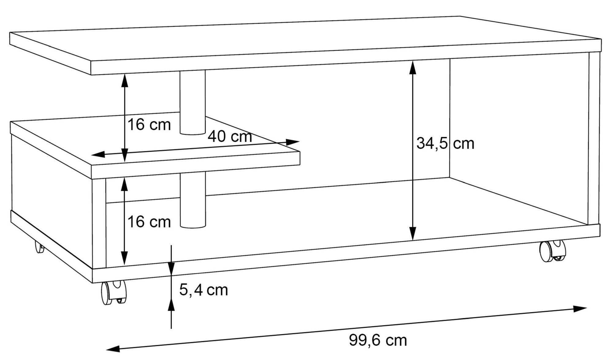 Bailey Antique Oak Effect G-Shape Coffee Table