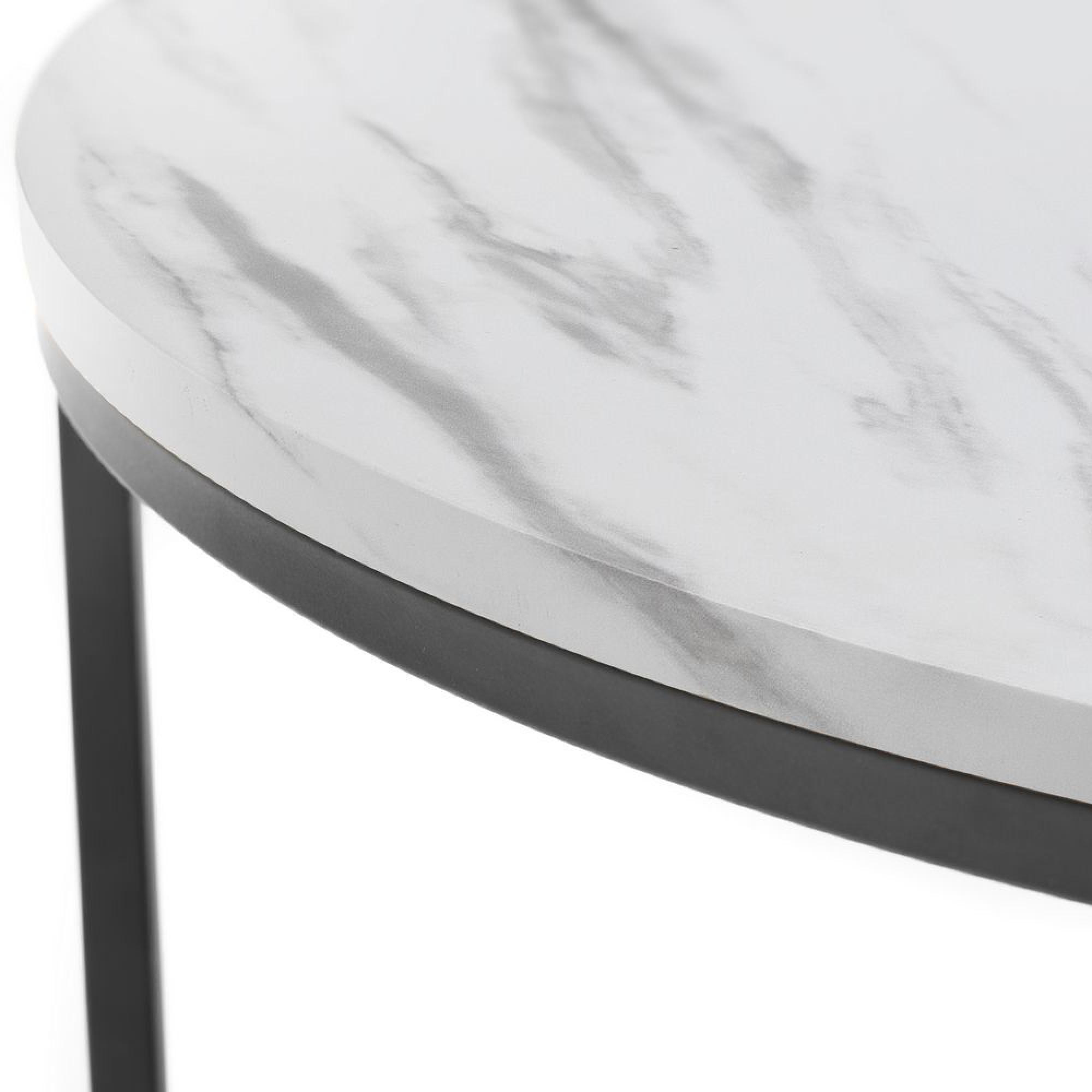 Bellini Nest of Coffee Tables - Set of 2 - Round - White Marble Effect