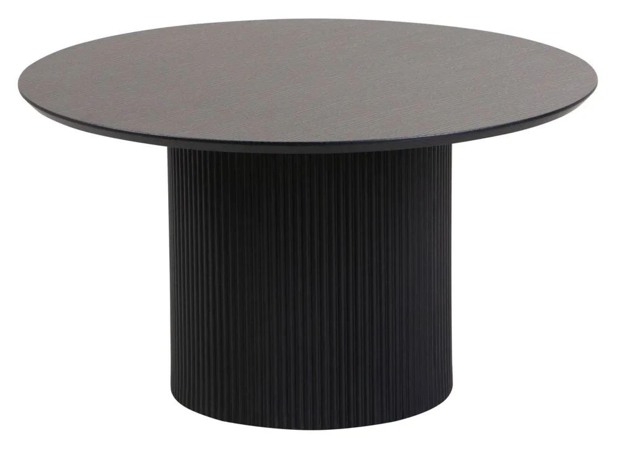 Bern Coffee Table - Black - Round - Fluted - Drum Base