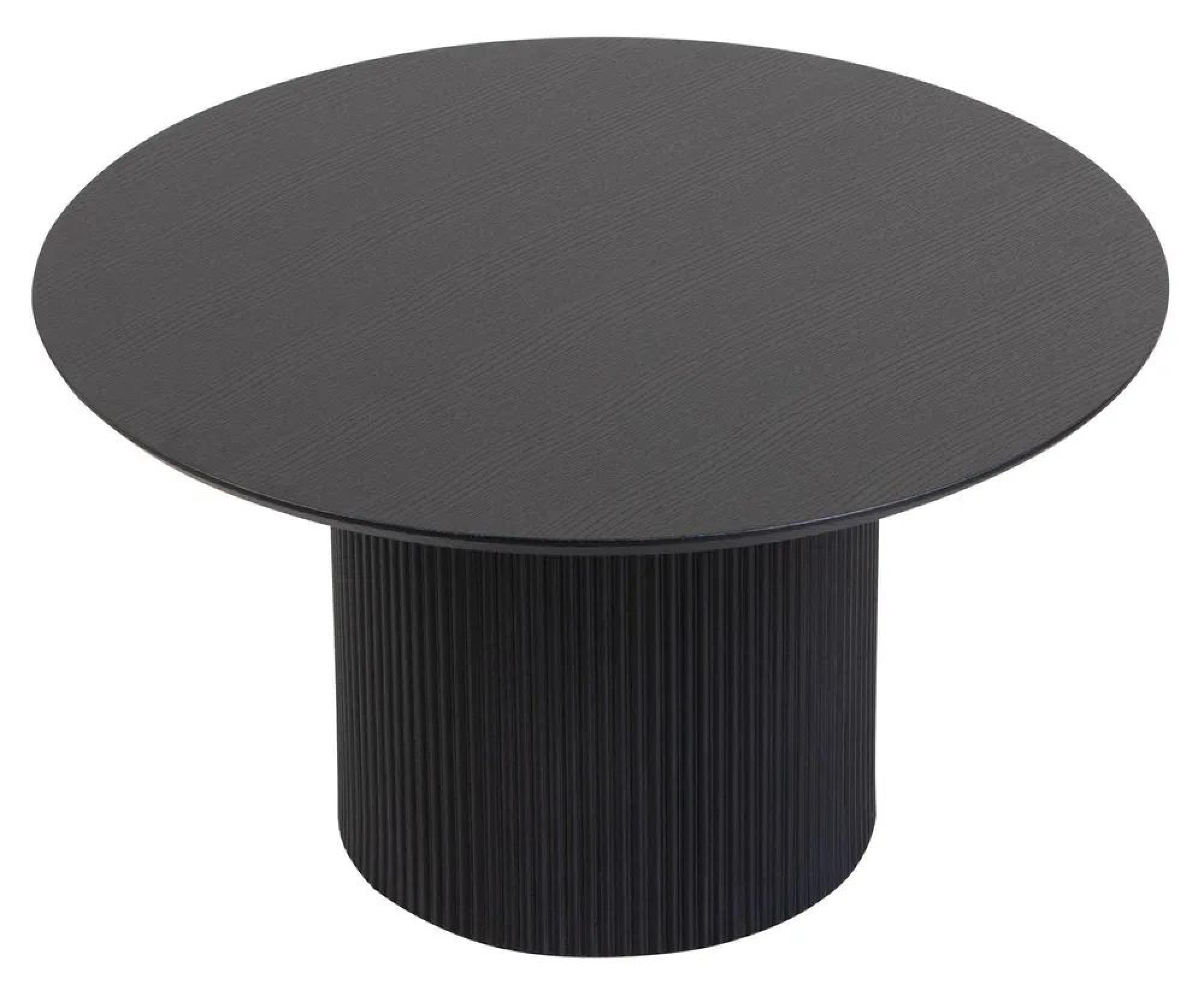 Bern Coffee Table - Black - Round - Fluted - Drum Base