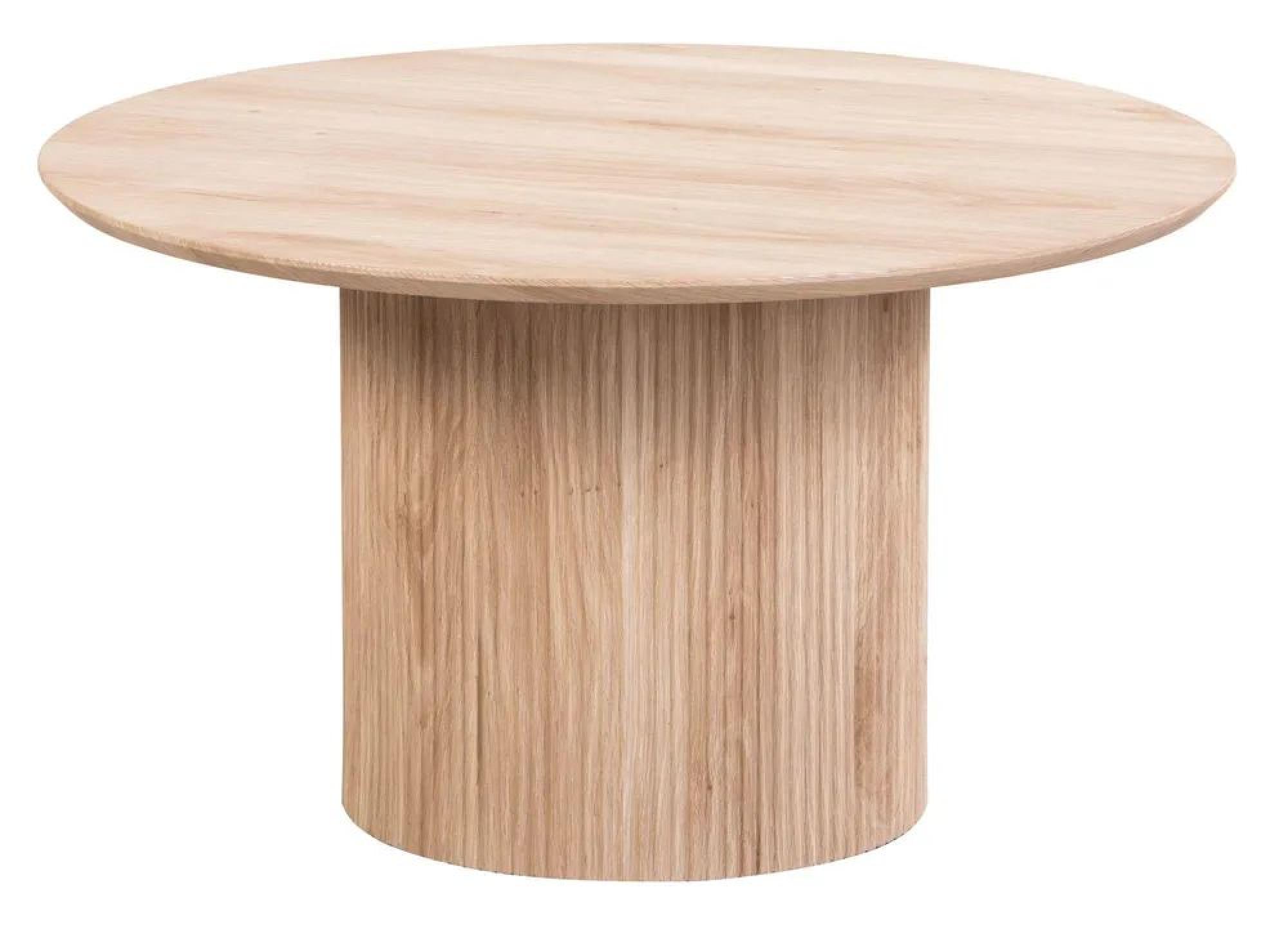 Bern Round Coffee Table - Oak - Fluted - Drum Base