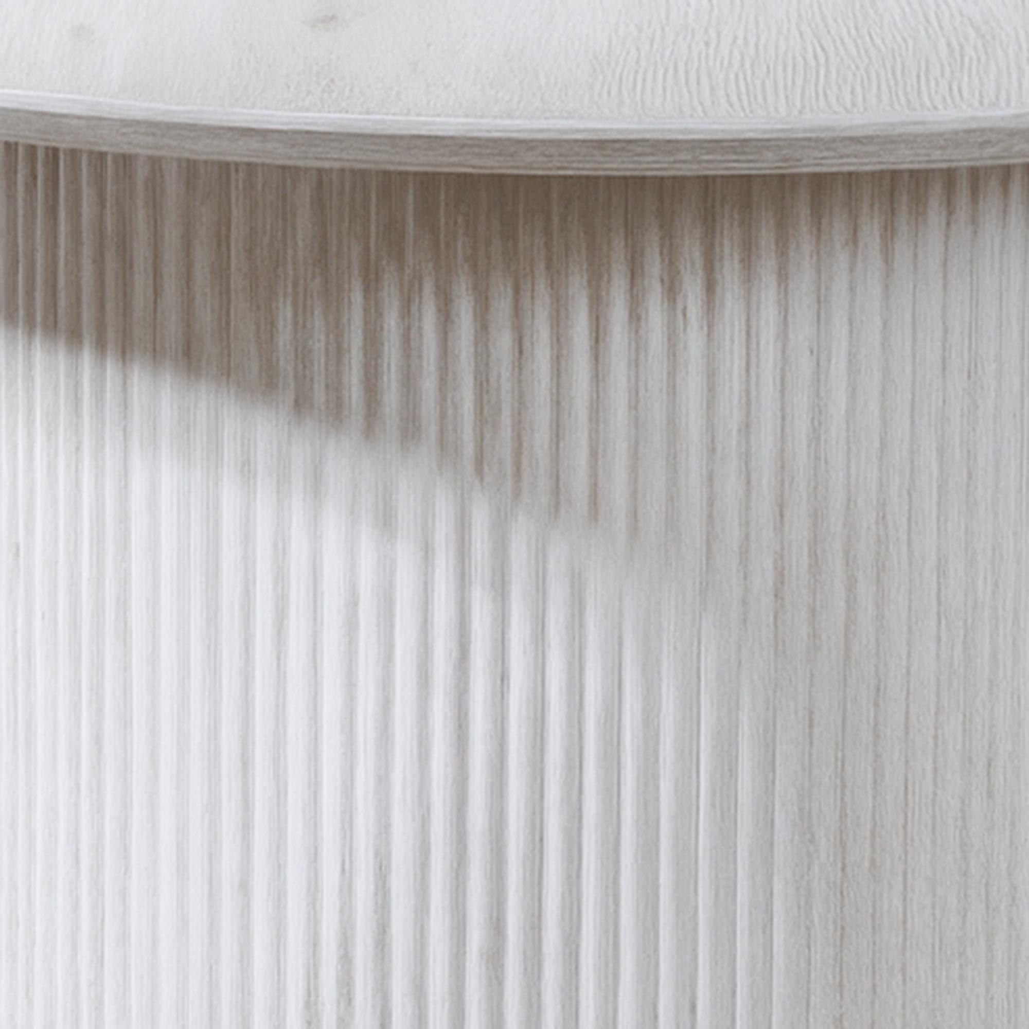 Bern Round Coffee Table - White Washed Oak - Fluted - Drum Base