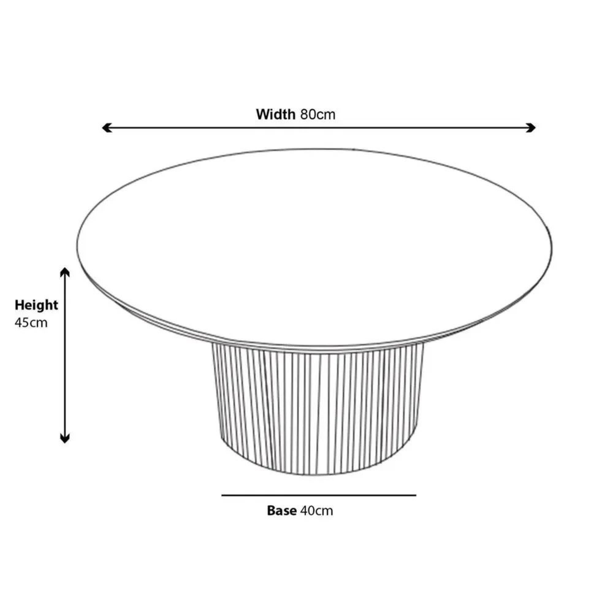 Bern Round Coffee Table - White Washed Oak - Fluted - Drum Base