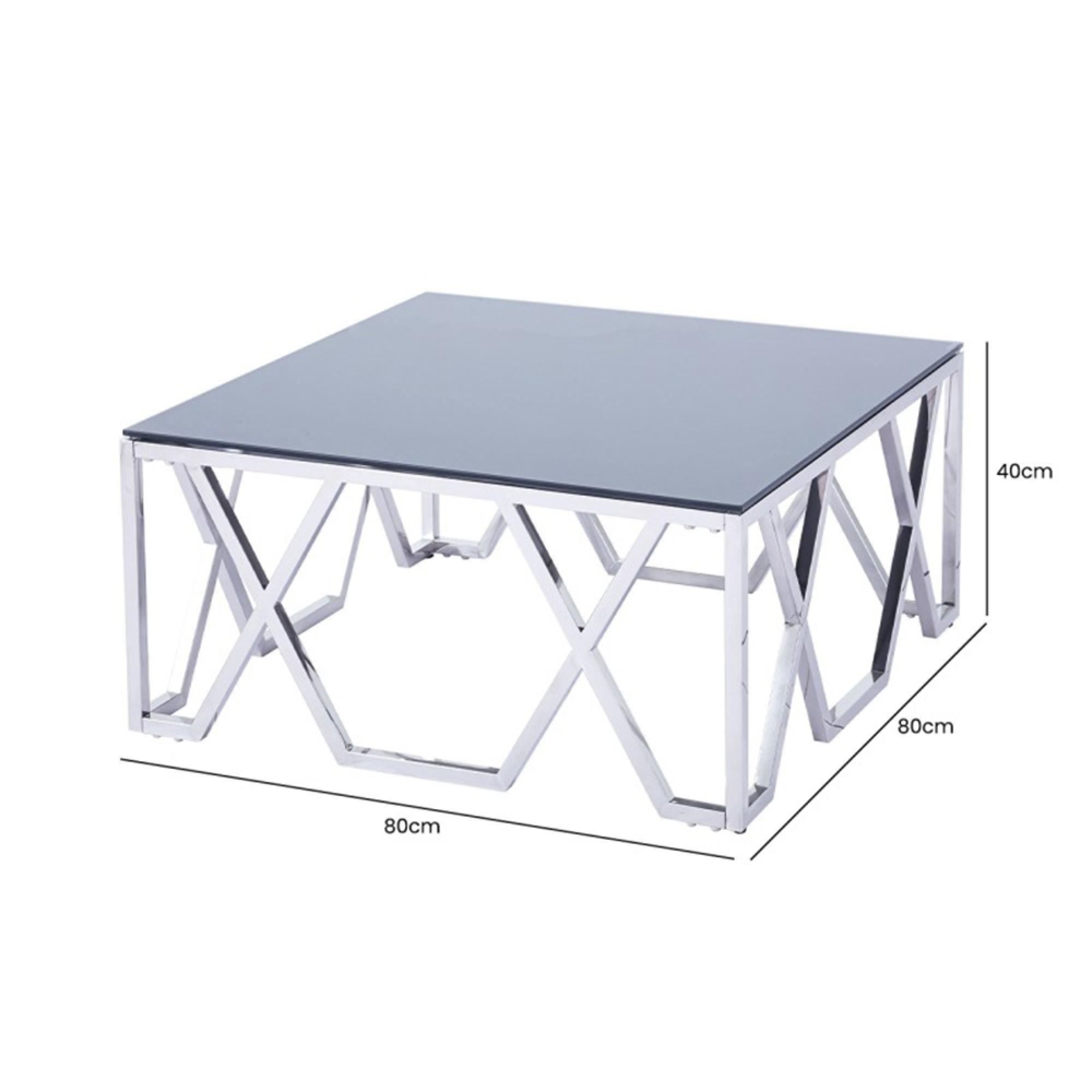 Coffee Table - Square - Black Glass and Chrome