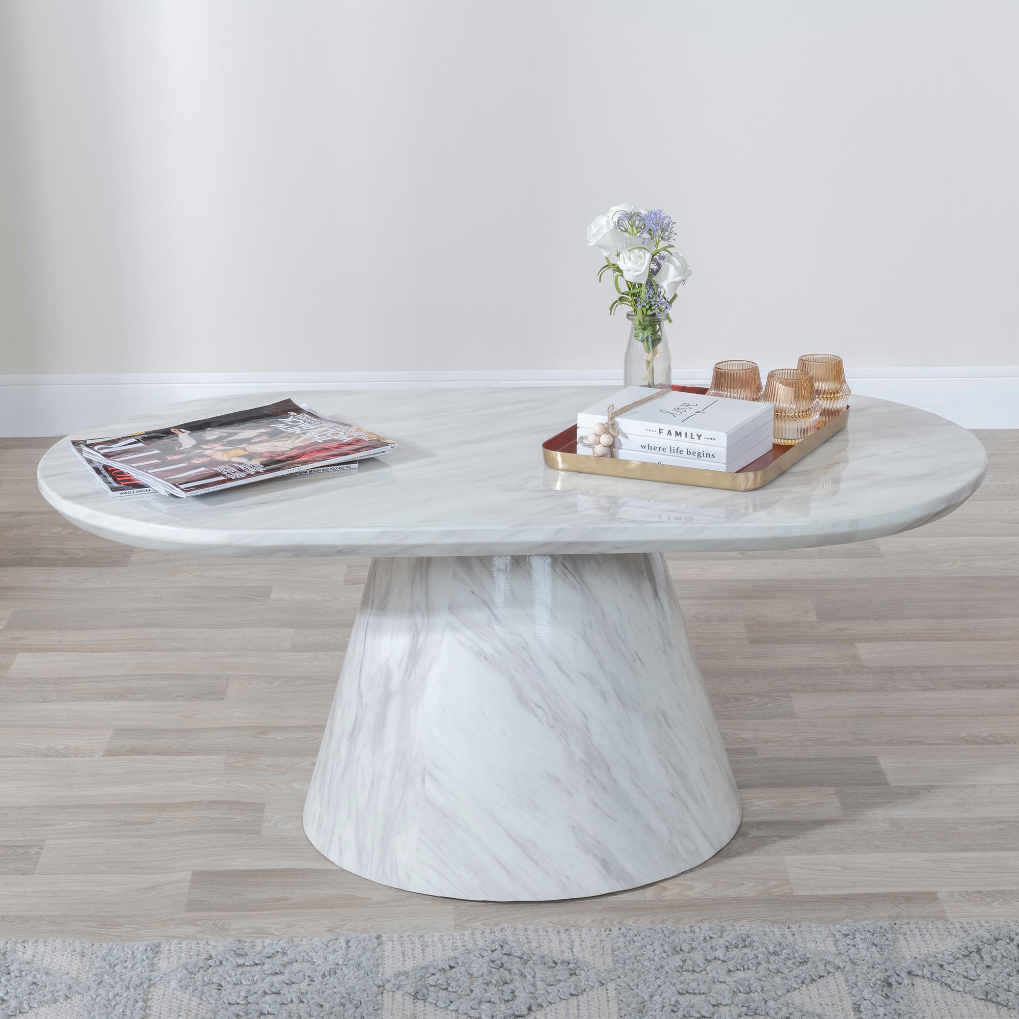 Carrera Coffee Table - Oval - White Marble