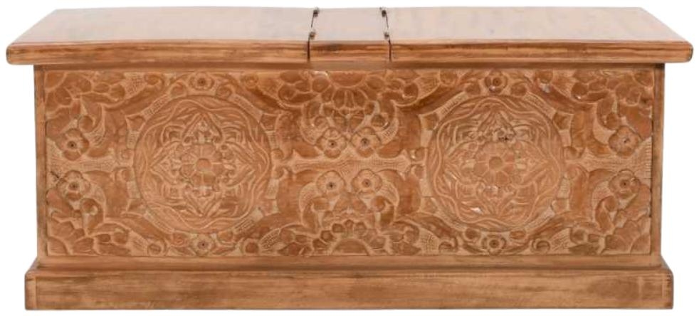 Carved Mango Wood Trunk Box Coffee Table