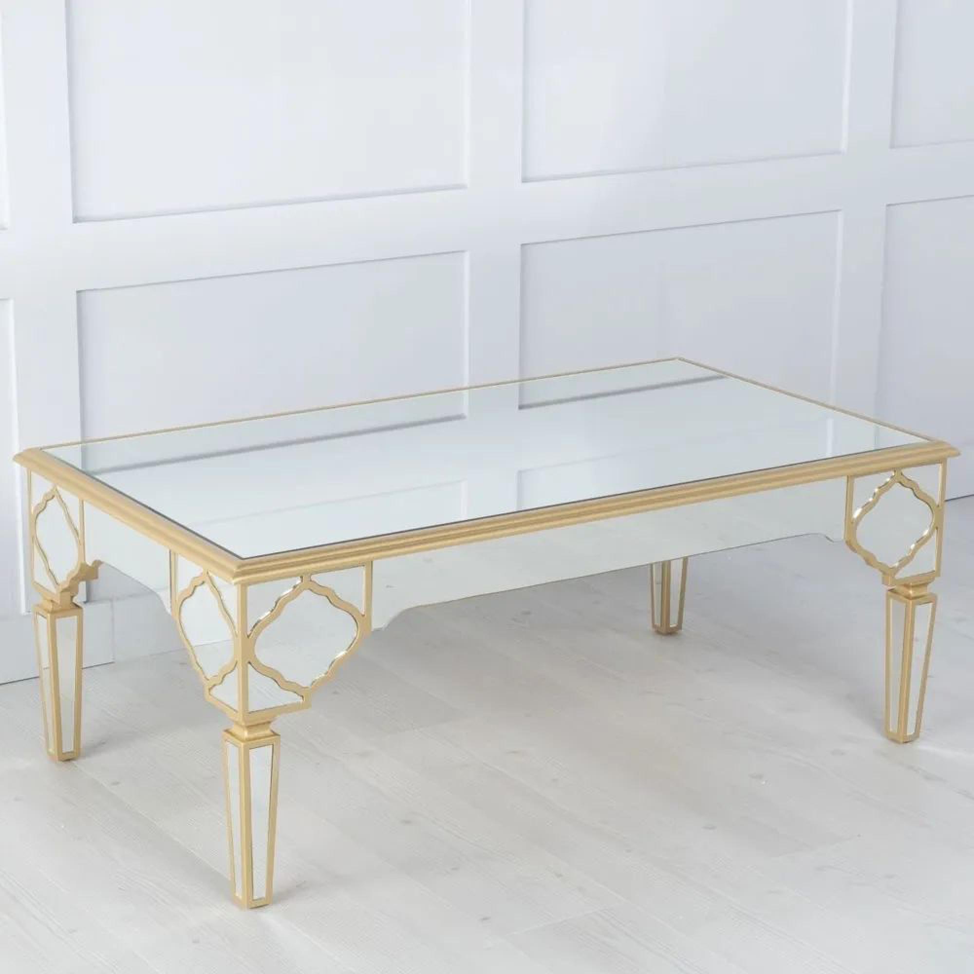 Casablanca Coffee Table - Mirrored - Gold Trim