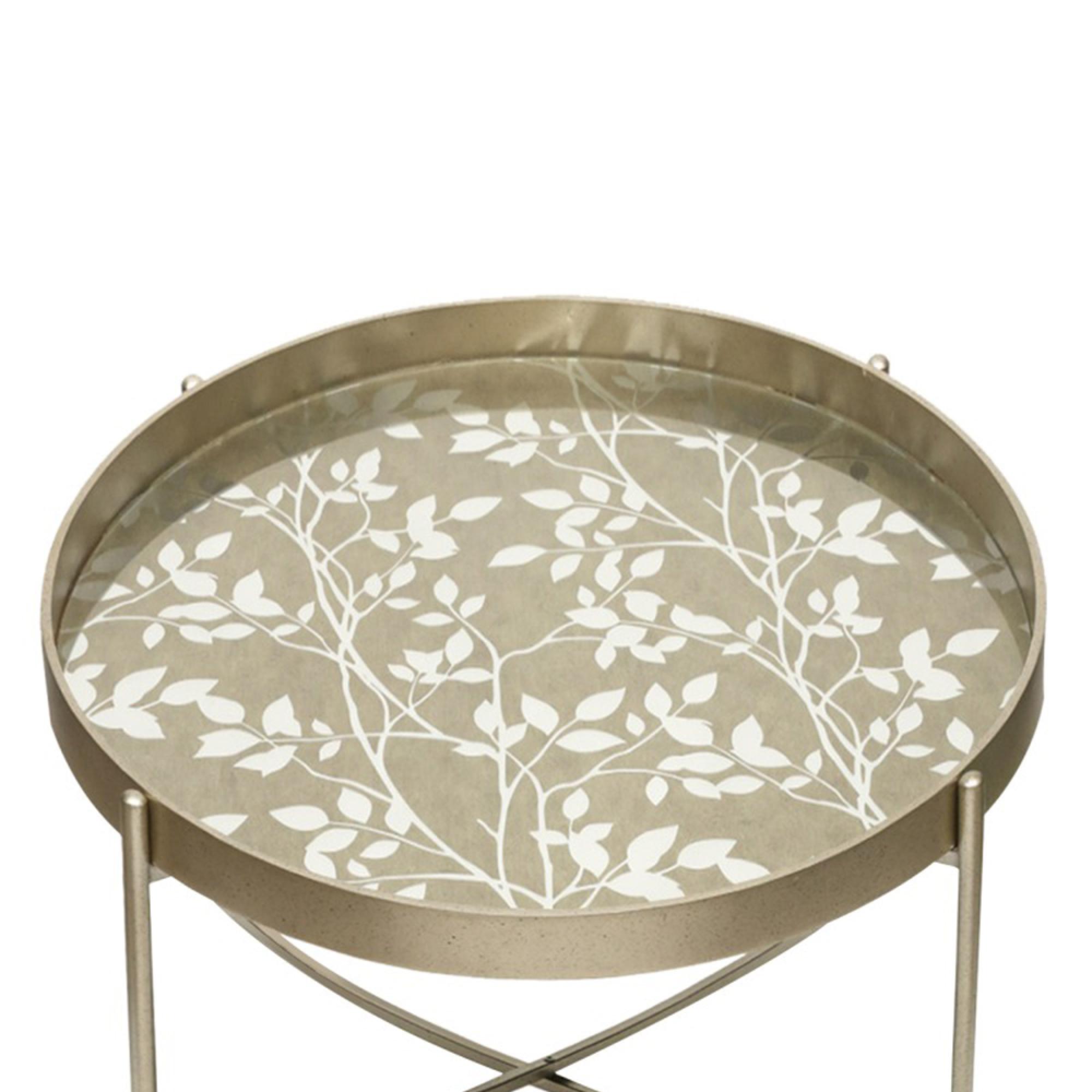 Coffee Table - Round Tray - Champagne Metal