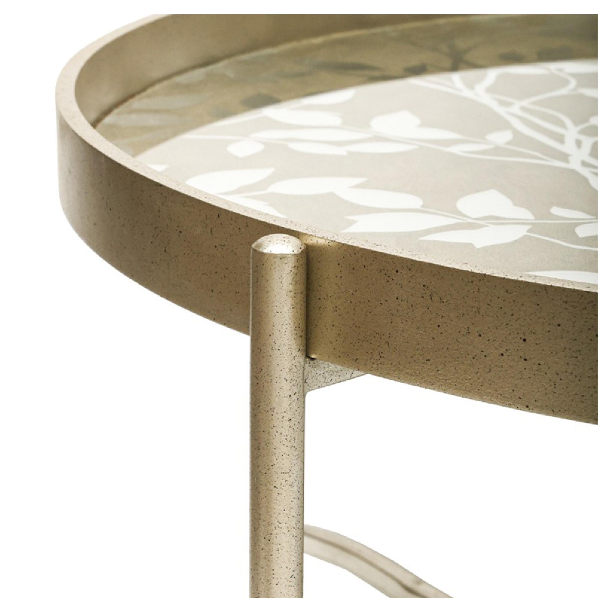 Coffee Table - Round Tray - Champagne Metal