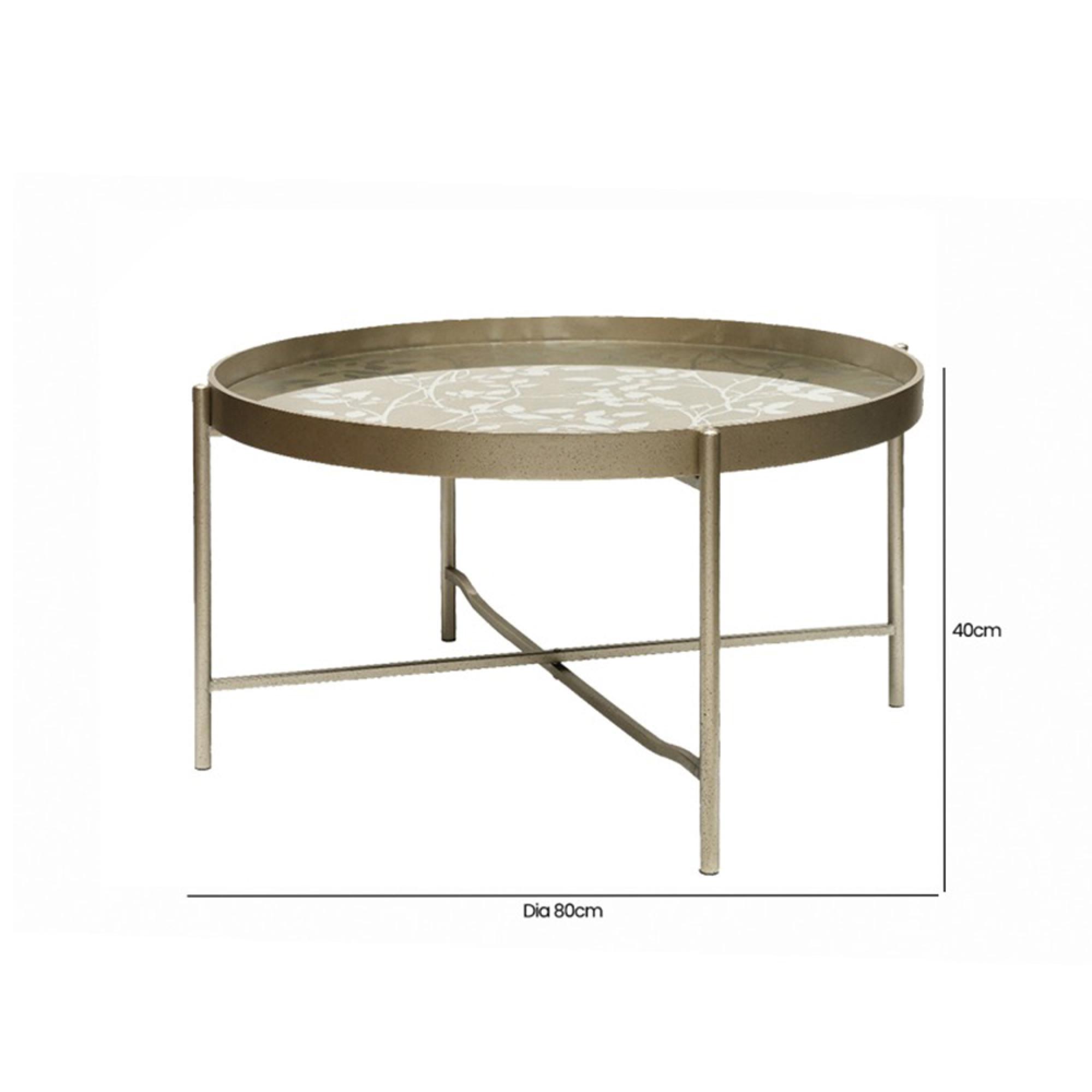 Coffee Table - Round Tray - Champagne Metal