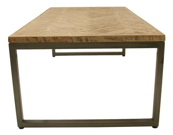 Chevron Mango Wood Coffee Table - Brushed Gunmetal Base