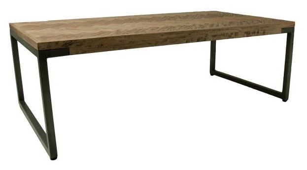 Chevron Mango Wood Coffee Table - Brushed Gunmetal Base