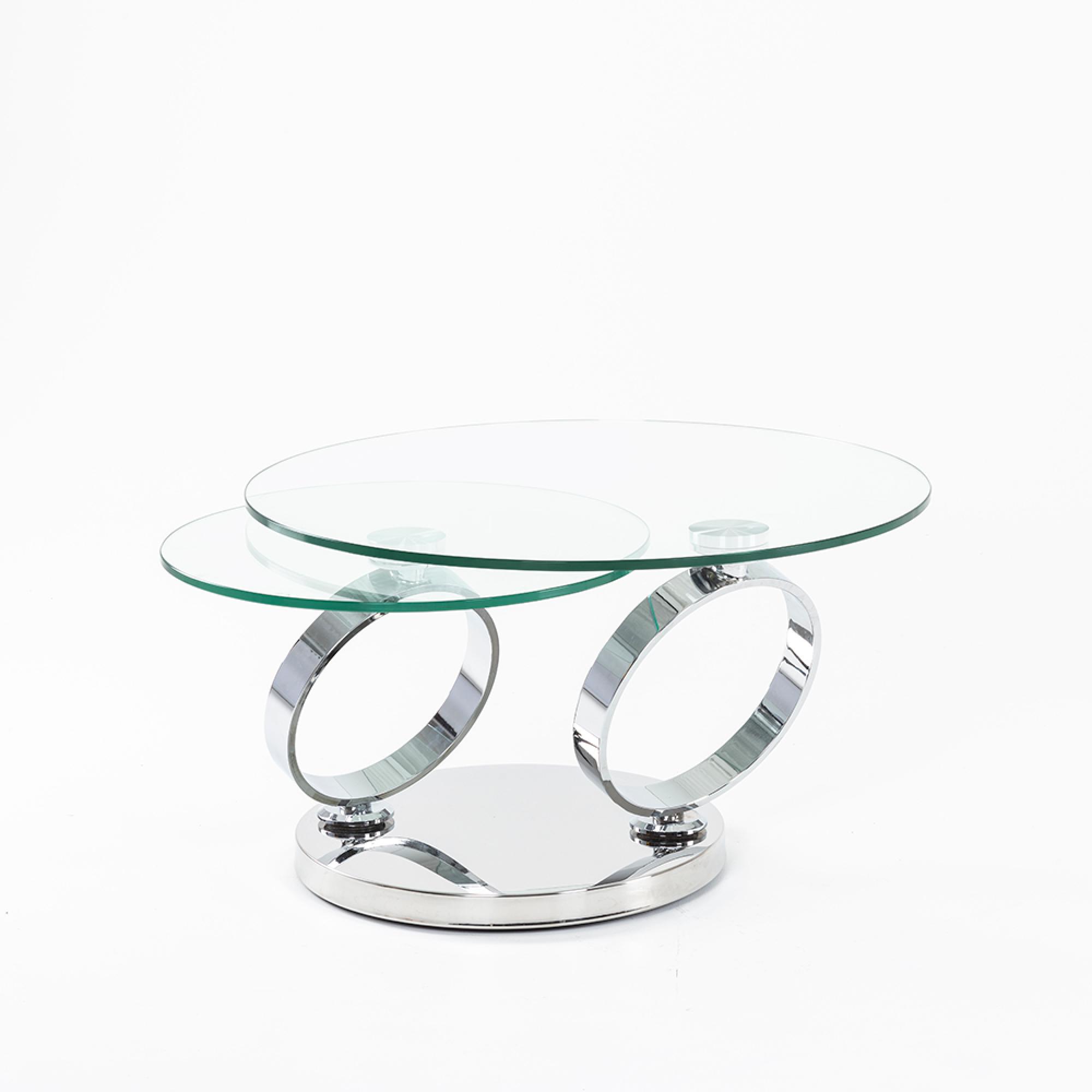 Circles Coffee Table - Round - Glass Top - Swivel