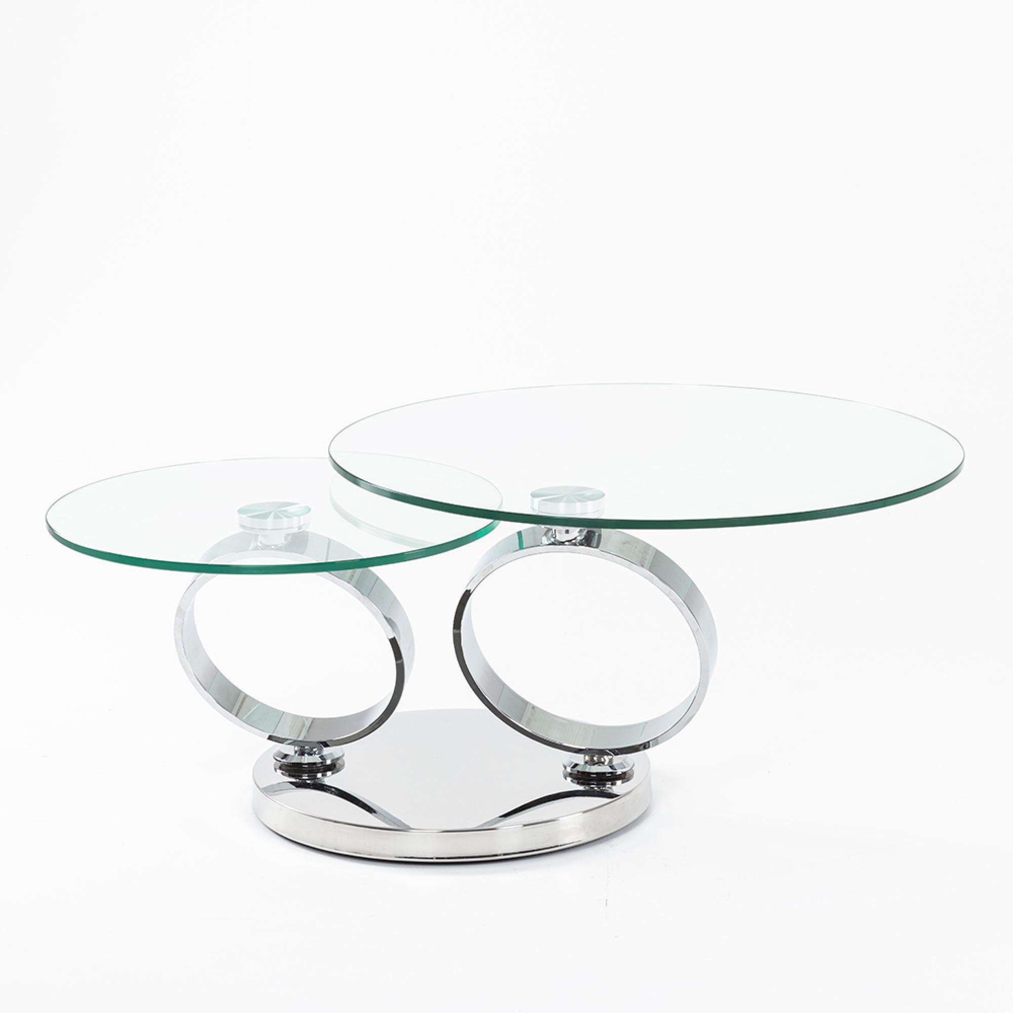 Circles Coffee Table - Round - Glass Top - Swivel