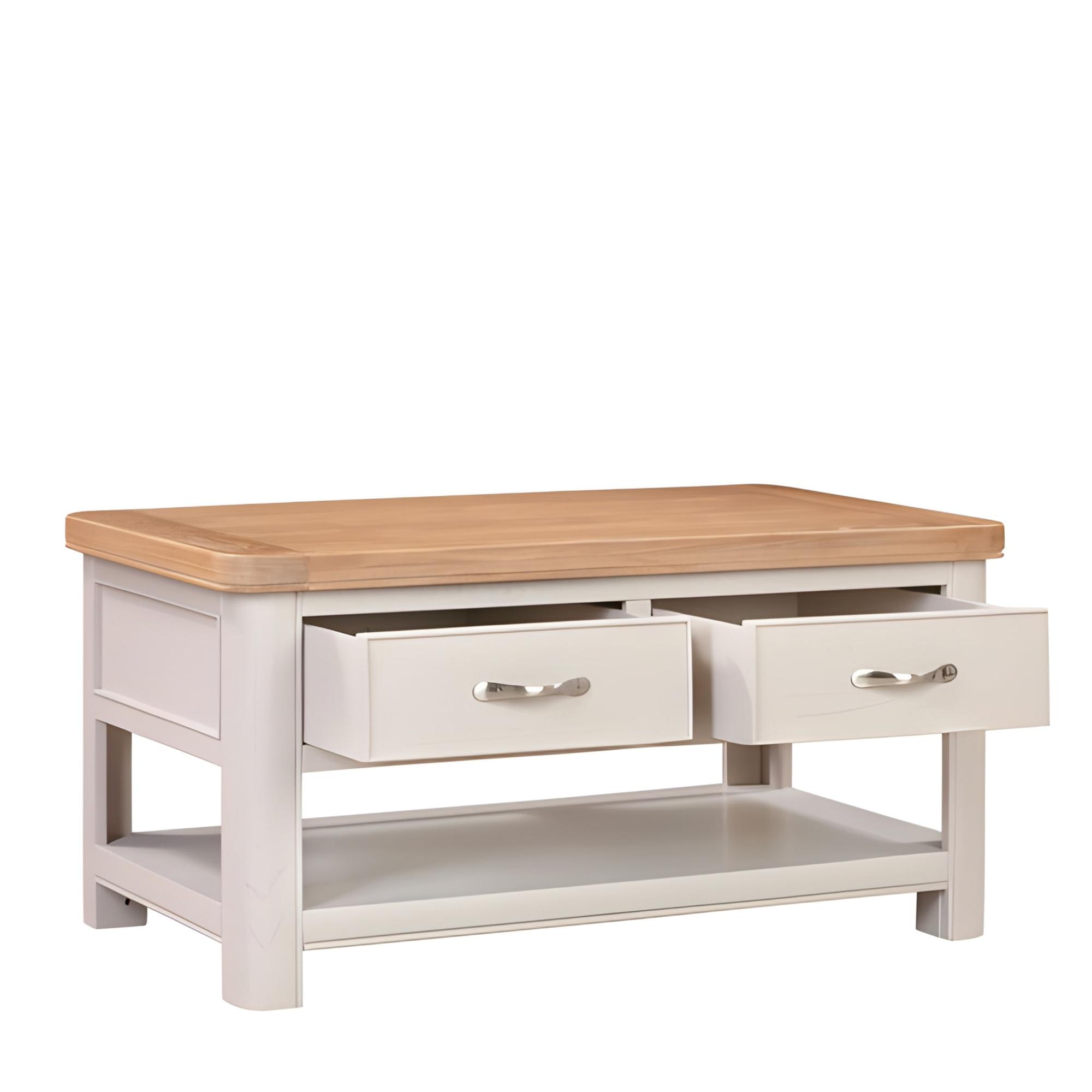 Clarion Coffee Table - 2 Drawer - Oak and Grey