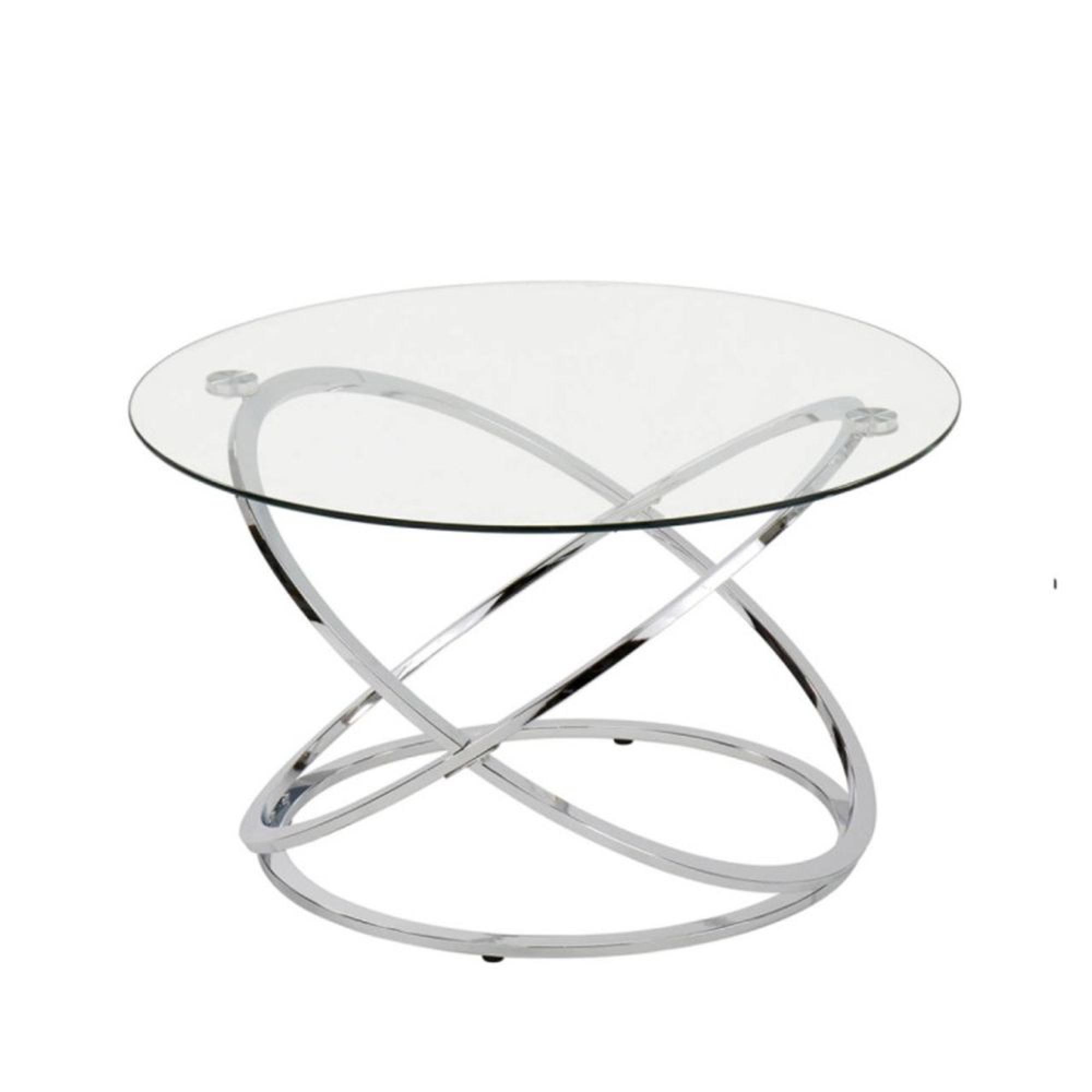Rizzo Coffee Table - Round - Clear Glass and Chrome