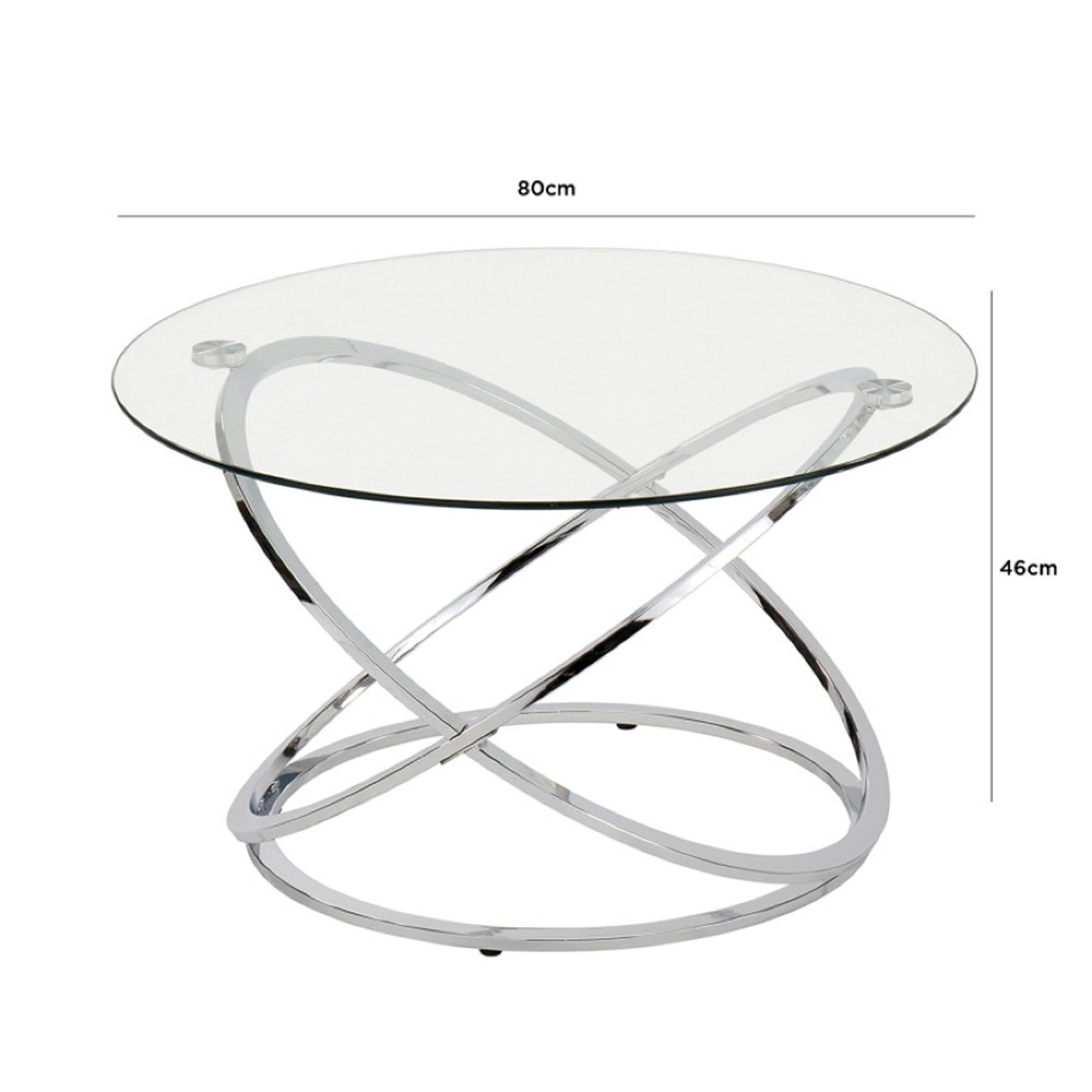 Rizzo Coffee Table - Round - Clear Glass and Chrome
