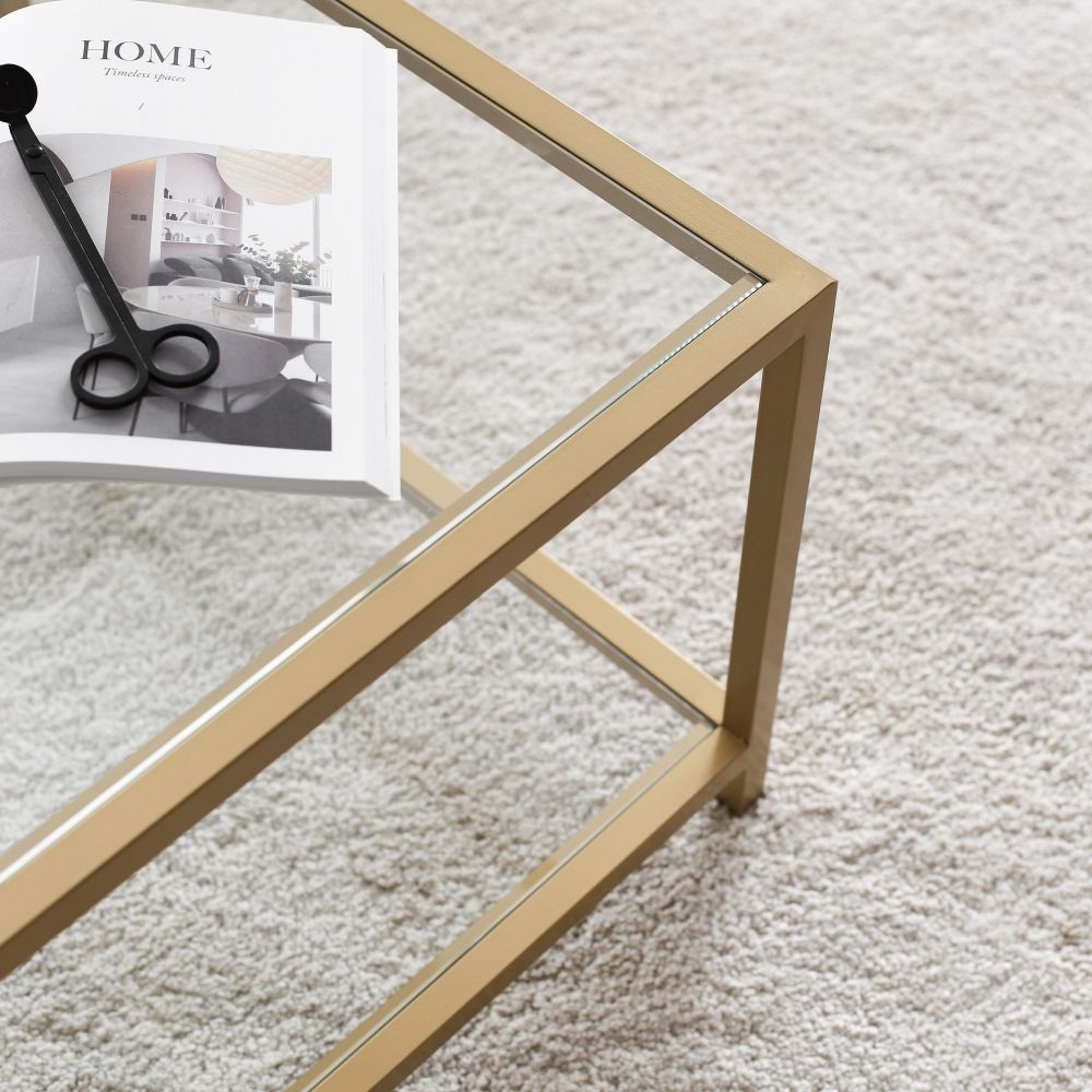Clearance - Amberley Coffee Table - Gold and Glass