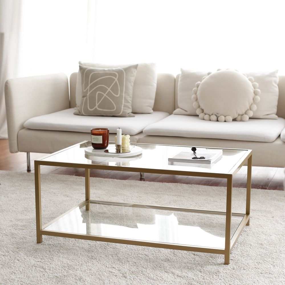 Clearance - Amberley Coffee Table - Gold and Glass