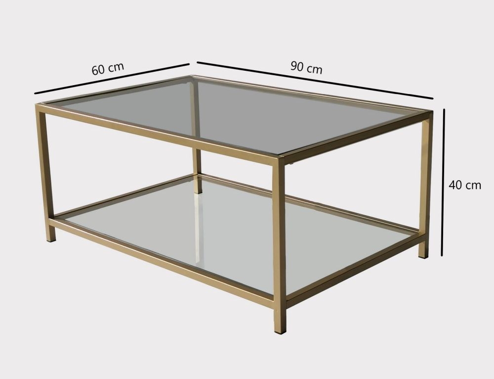 Clearance - Amberley Coffee Table - Gold and Glass