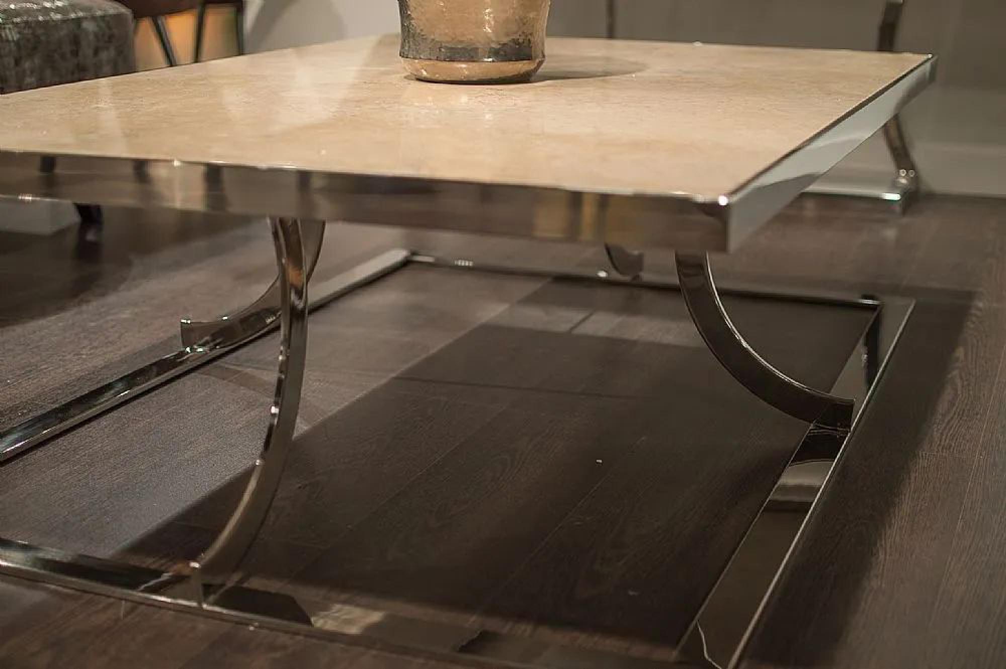 Clearance - Aurora Marble Coffee Table with Stainless Steel Base - A34