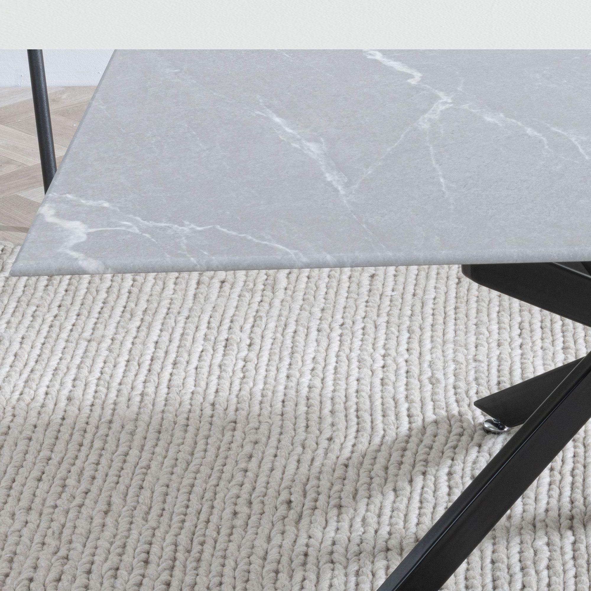 Clearance - Chopstick Coffee Table - Grey Glass - Black Metal Legs