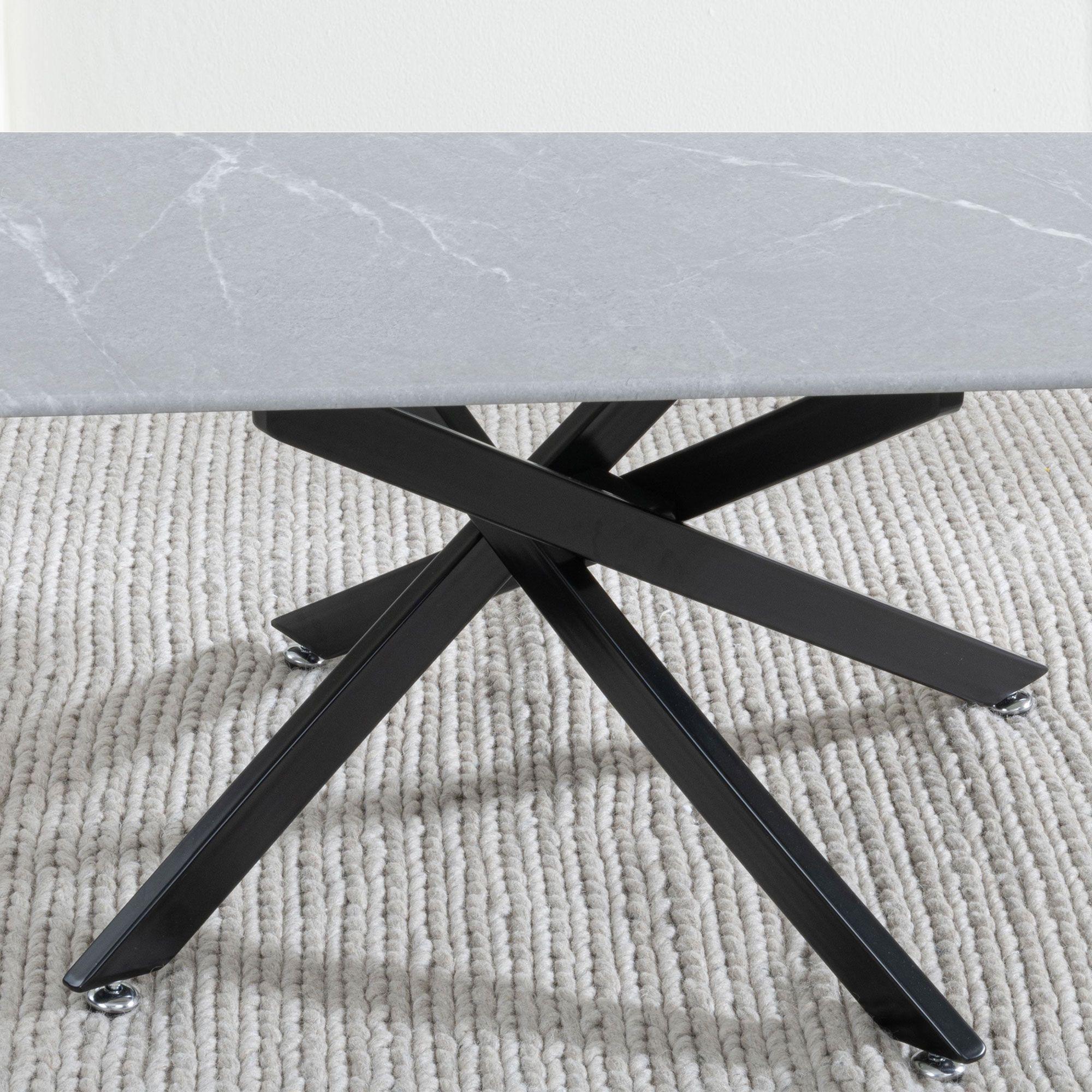 Clearance - Chopstick Coffee Table - Grey Glass - Black Metal Legs