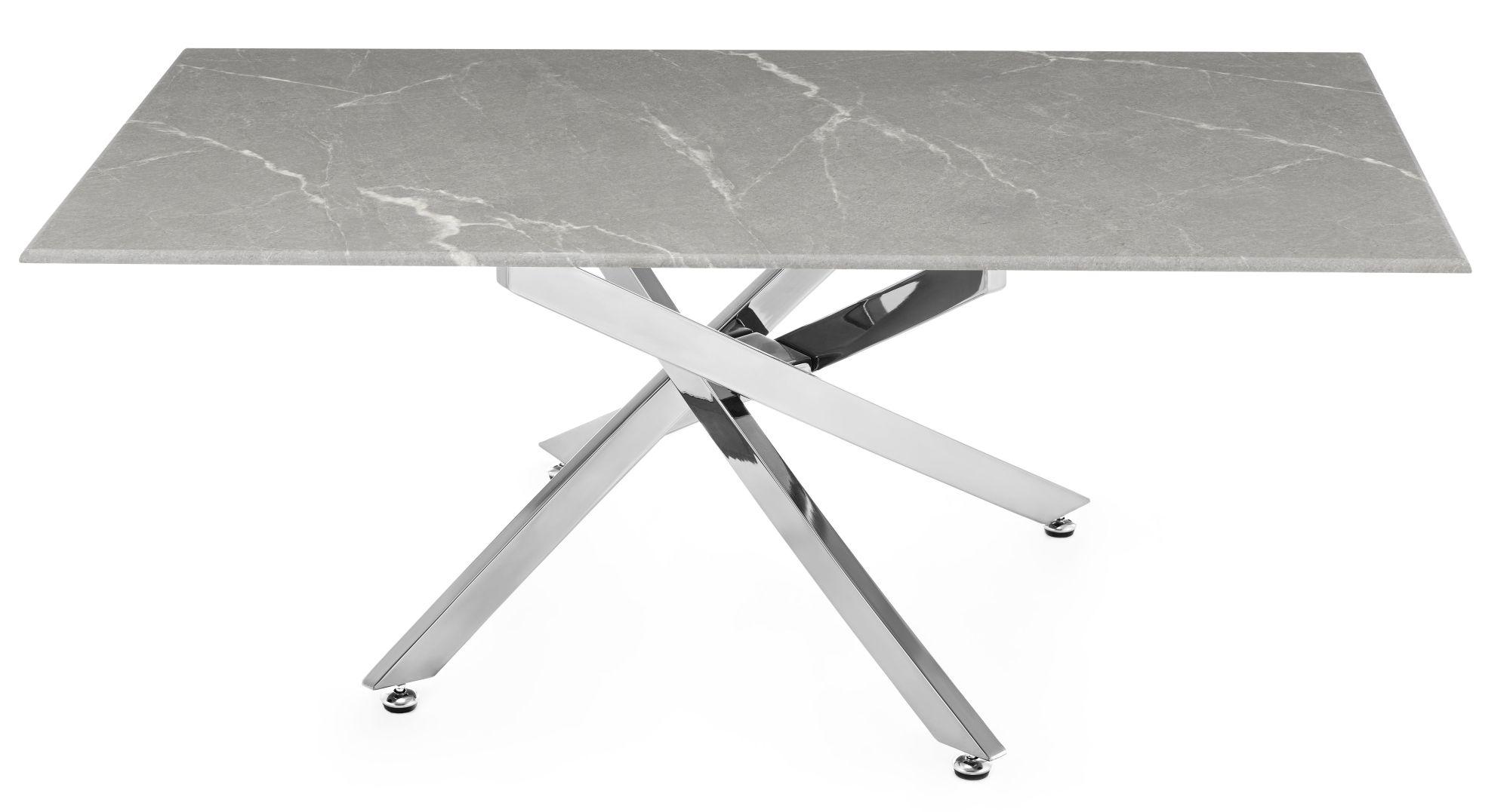 Clearance - Chopstick Coffee Table - Grey Glass - Chrome Metal Legs