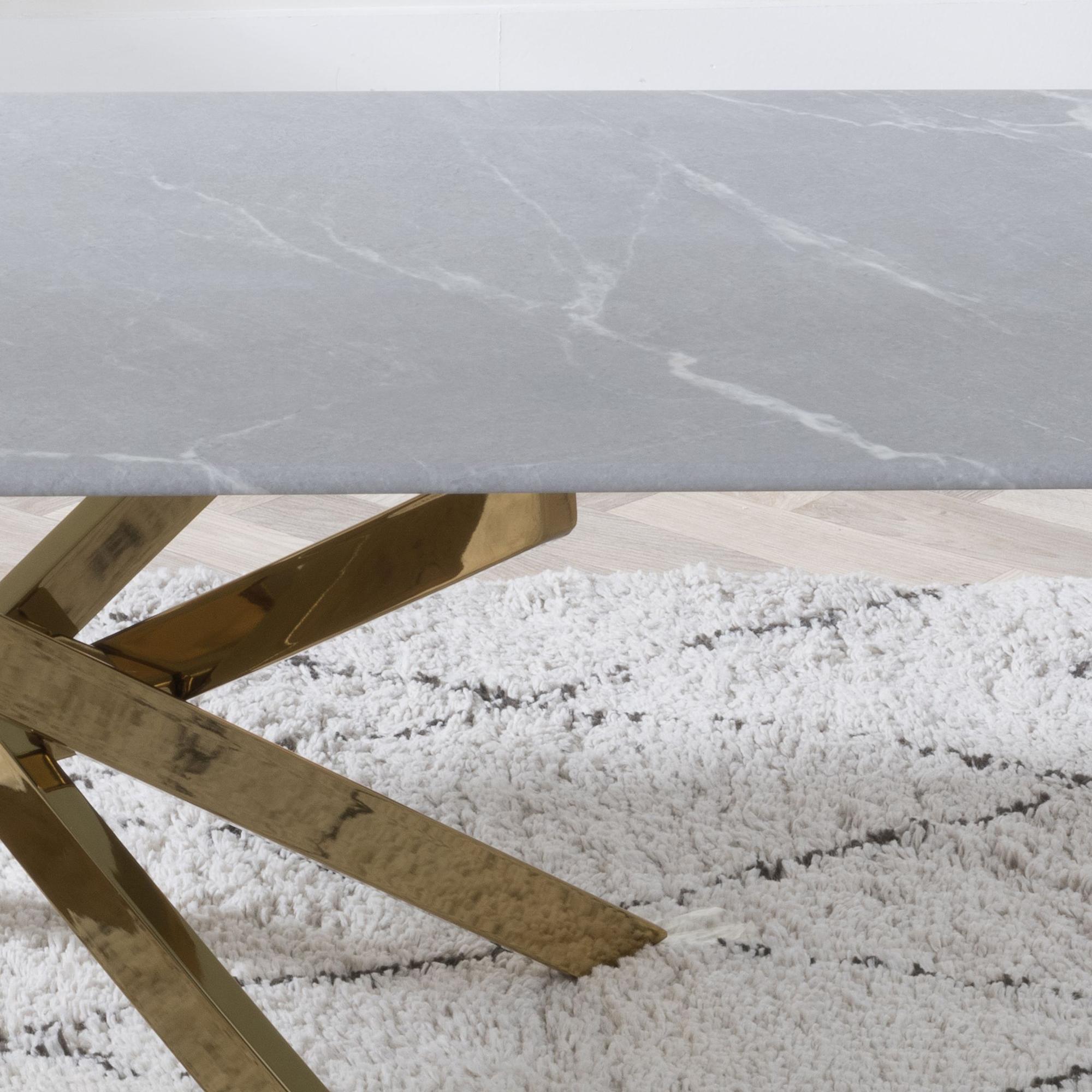 Clearance - Chopstick Coffee Table - Grey Glass - Gold Metal Legs