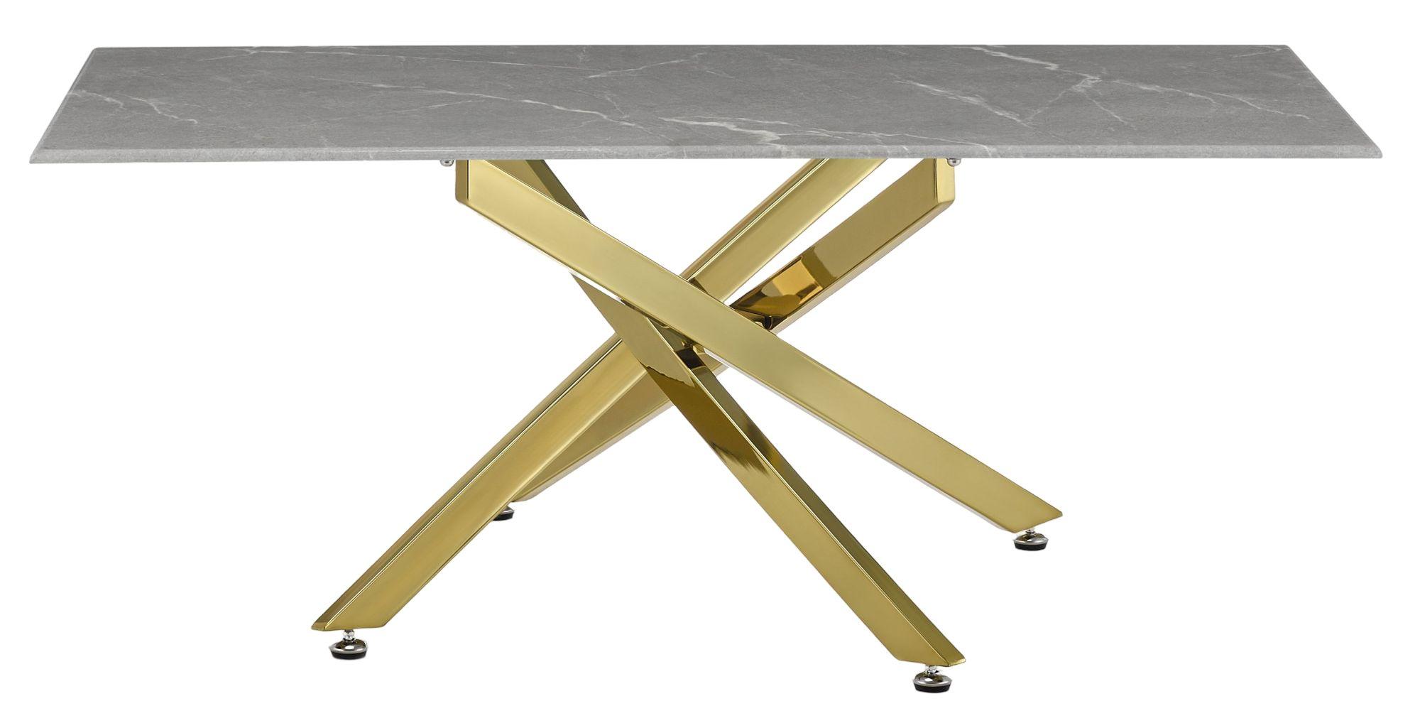 Clearance - Chopstick Coffee Table - Grey Glass - Gold Metal Legs