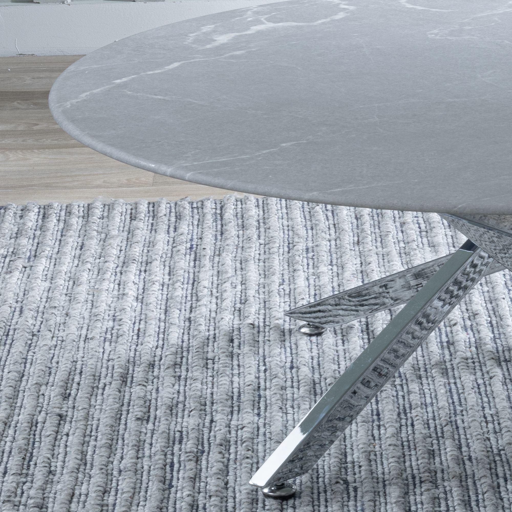 Clearance - Chopstick Coffee Table - Round - Grey Glass - Chrome Metal Legs