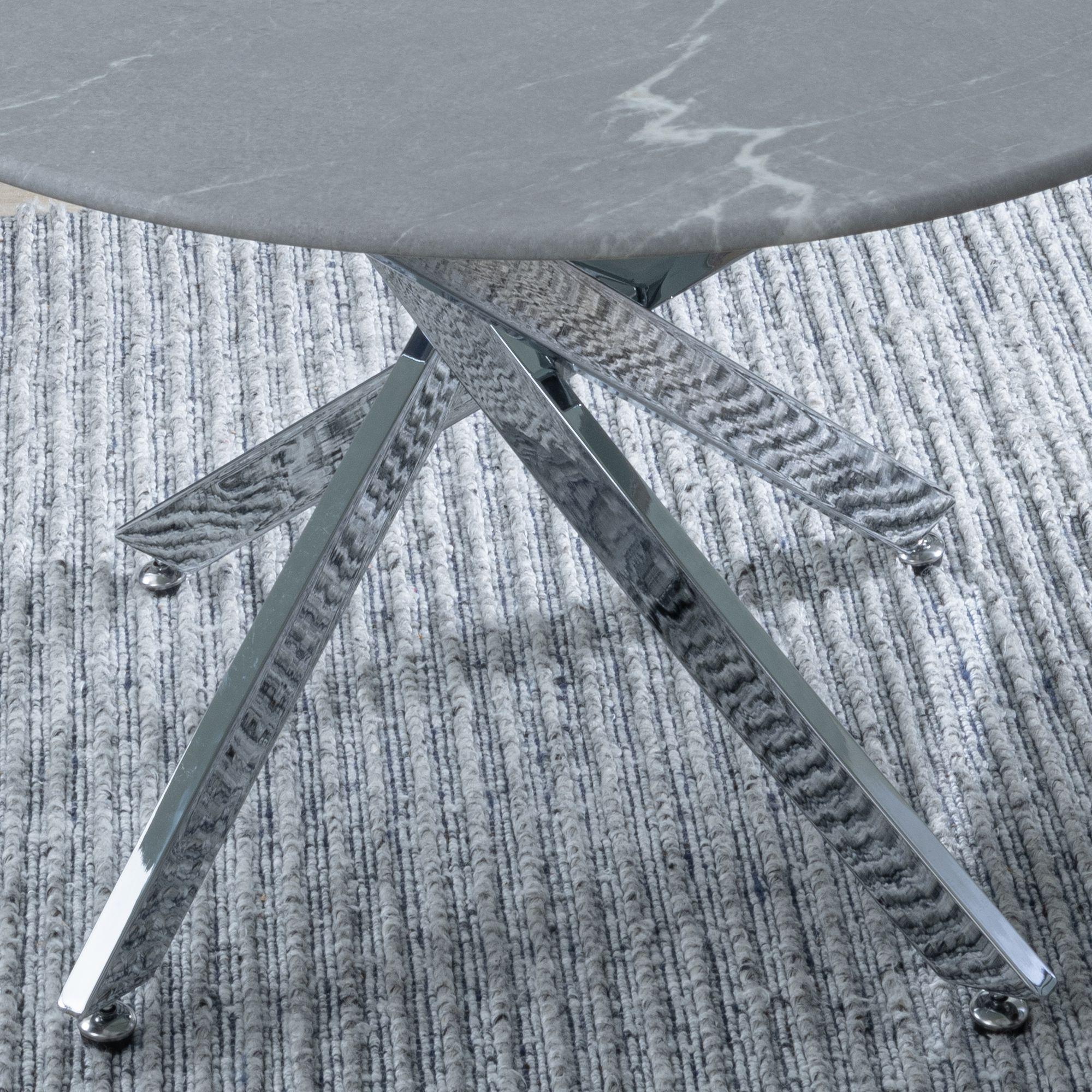 Clearance - Chopstick Coffee Table - Round - Grey Glass - Chrome Metal Legs