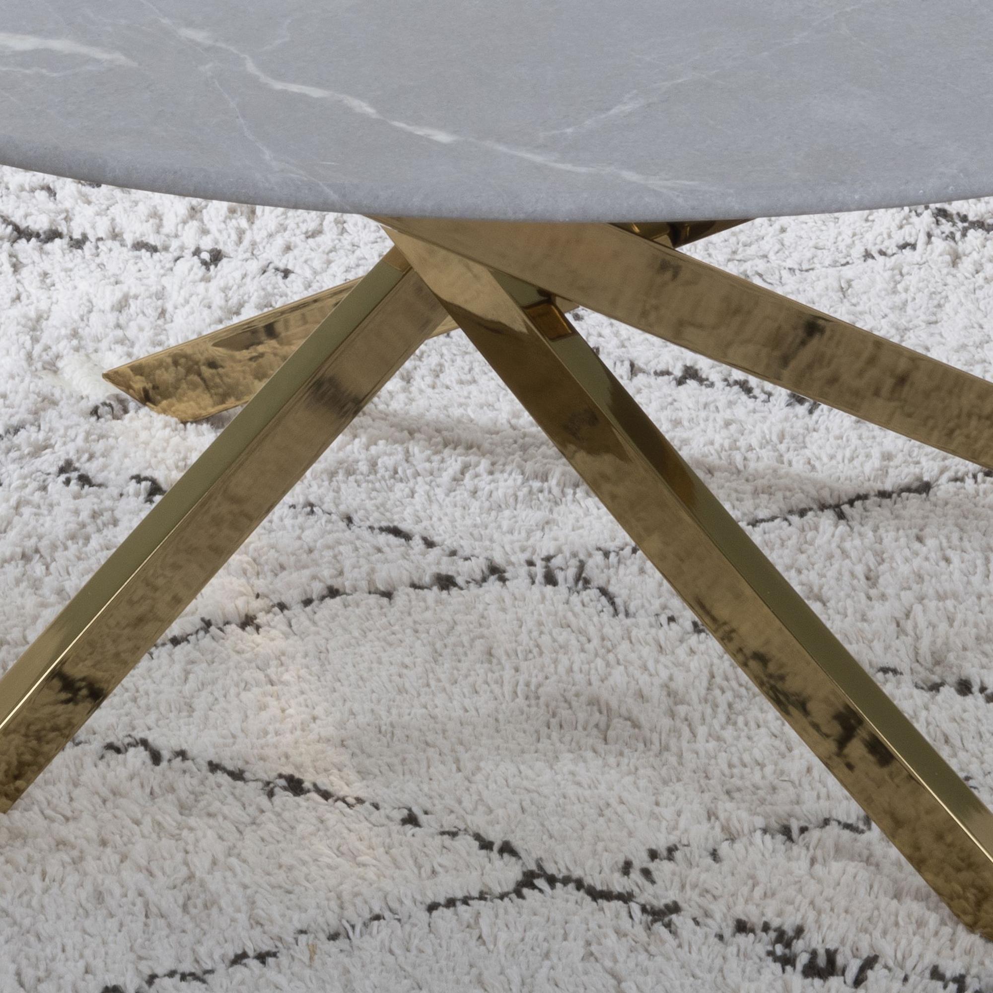 Clearance - Chopstick Coffee Table - Round - Grey Glass - Gold Metal Legs