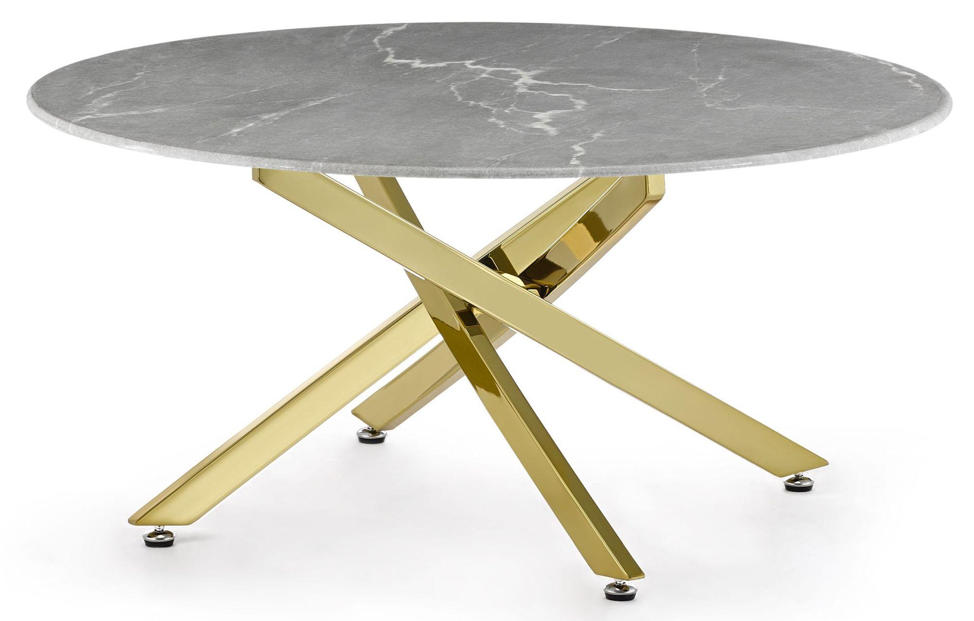 Clearance - Chopstick Coffee Table - Round - Grey Glass - Gold Metal Legs