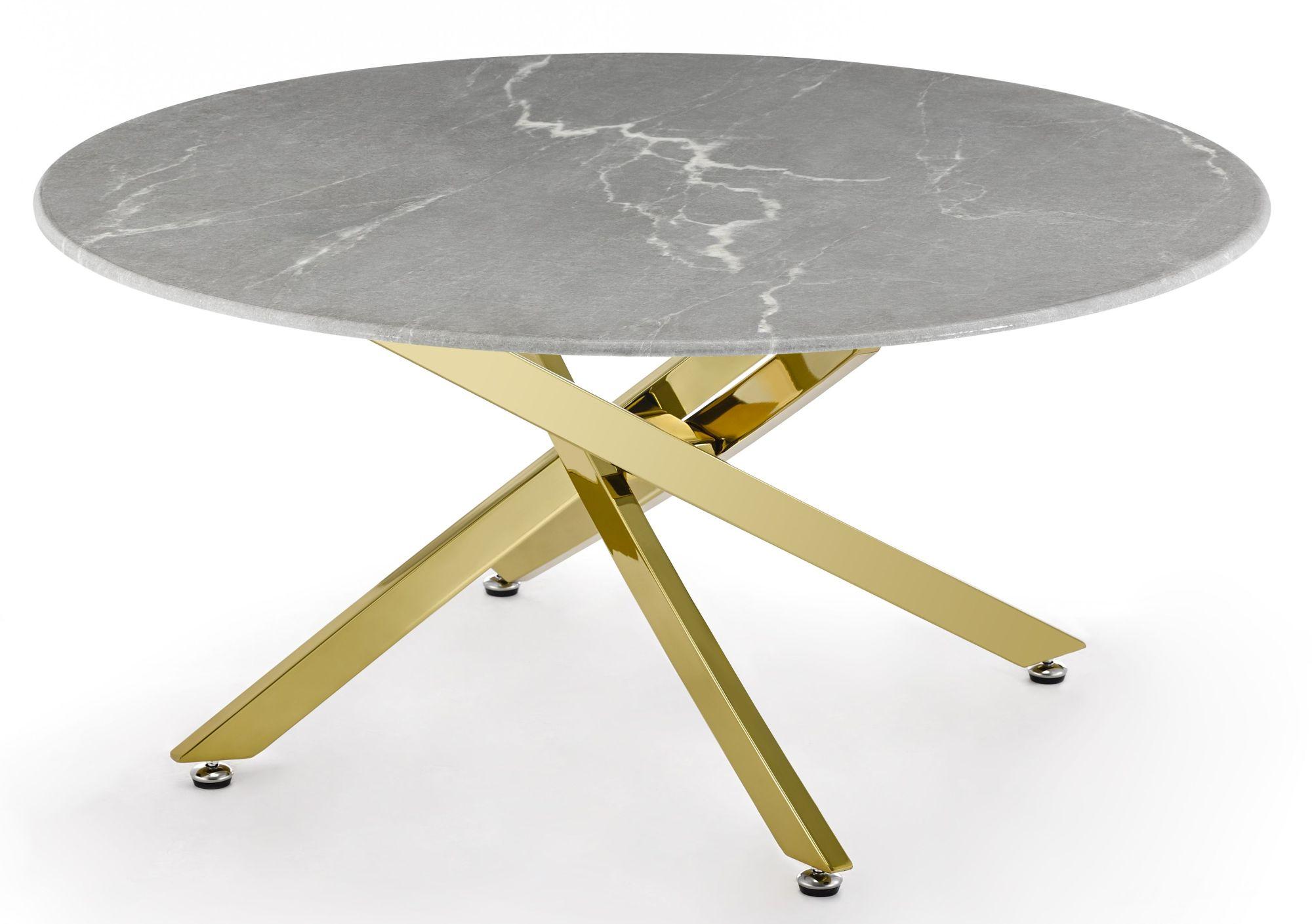 Clearance - Chopstick Coffee Table - Round - Grey Glass - Gold Metal Legs