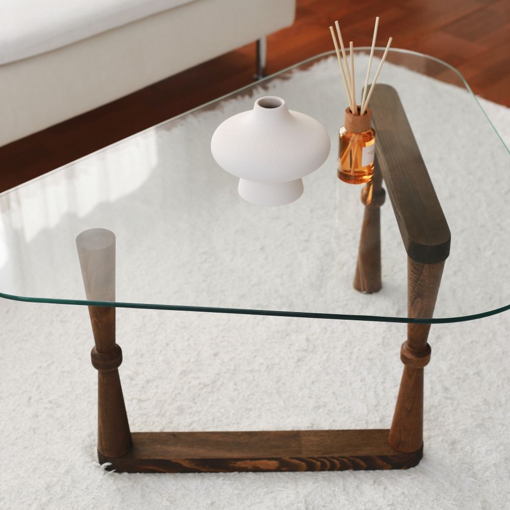 Clearance - Dunley Coffee Table - Walnut and Glass